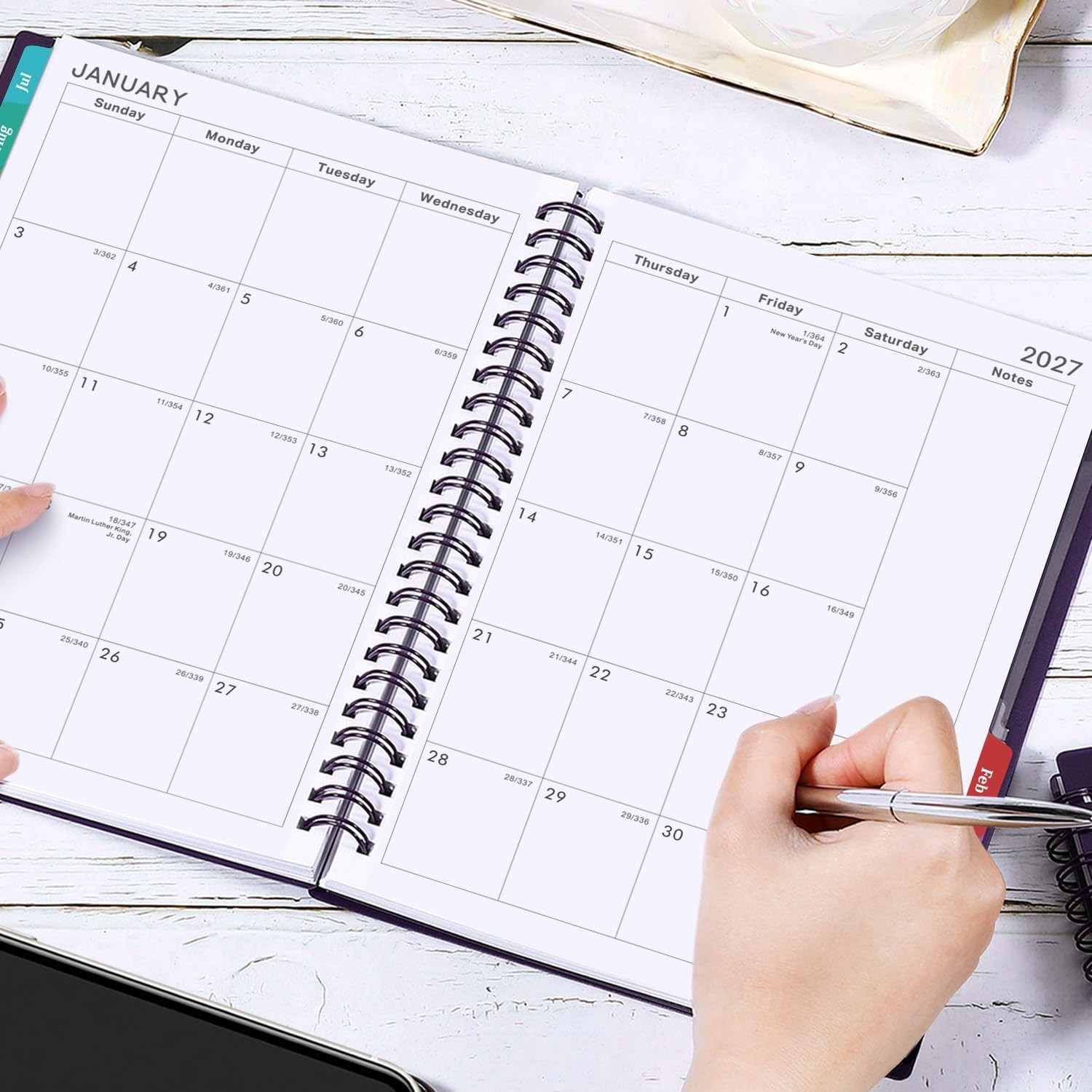 Stylish 2026-2027 Academic Planner – Twin-Wire Binding, Weekly & Monthly Pages