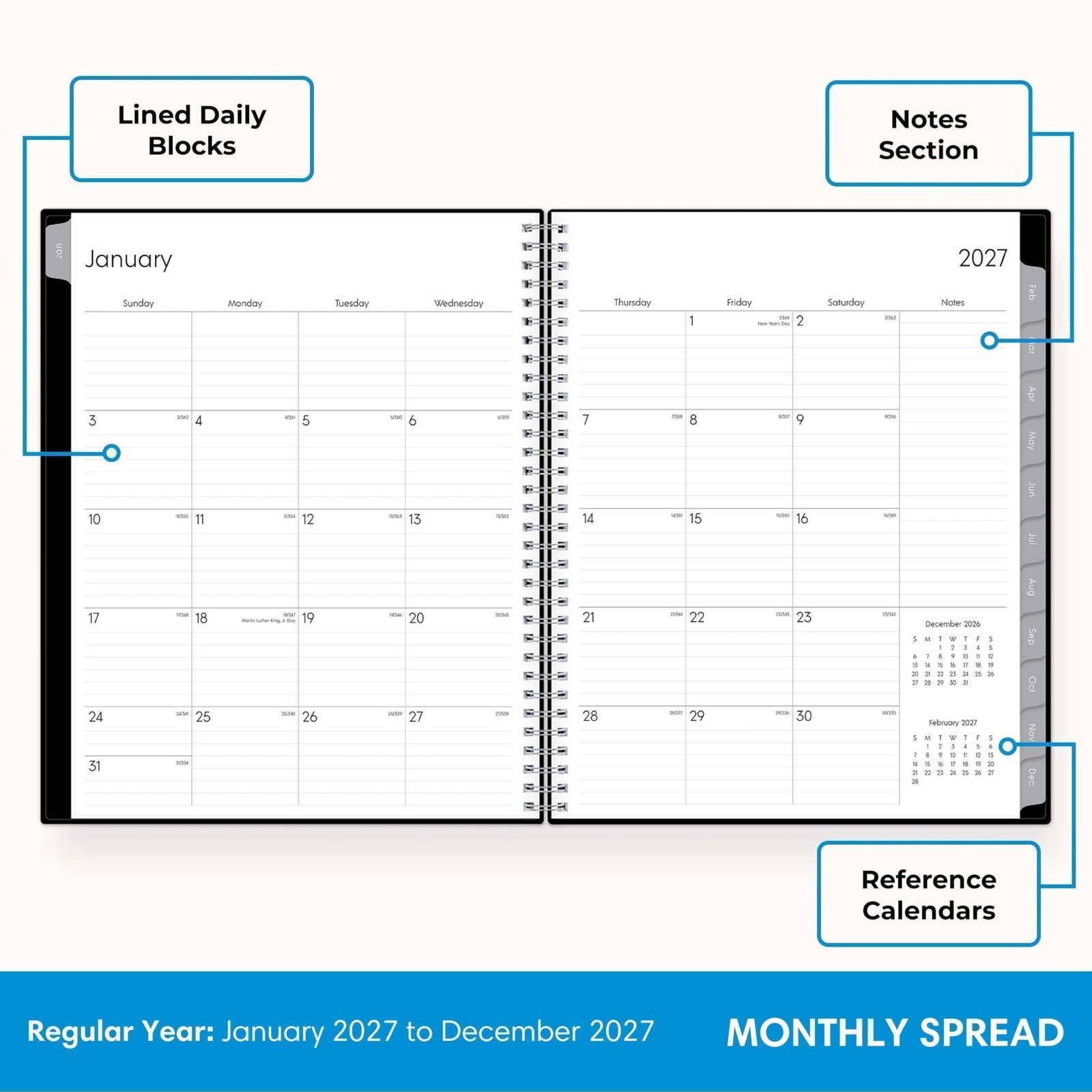 Blue Sky 2027 Weekly and Monthly Planner Calendar, Includes January 2027 – De…