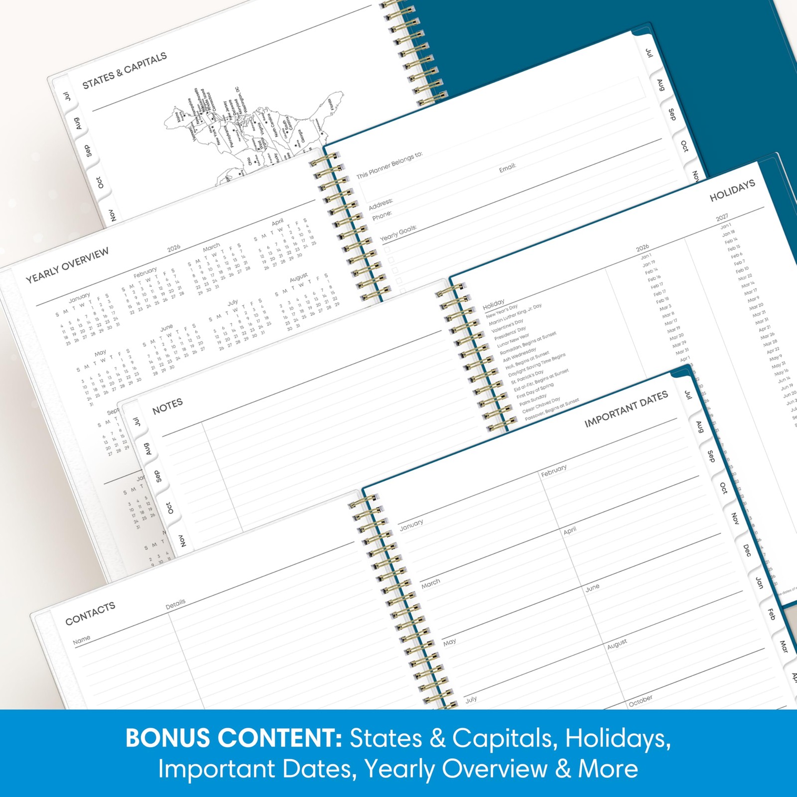 2026-2027 Weekly and Monthly Academic Year Planner Calendar, July 2026 – June…