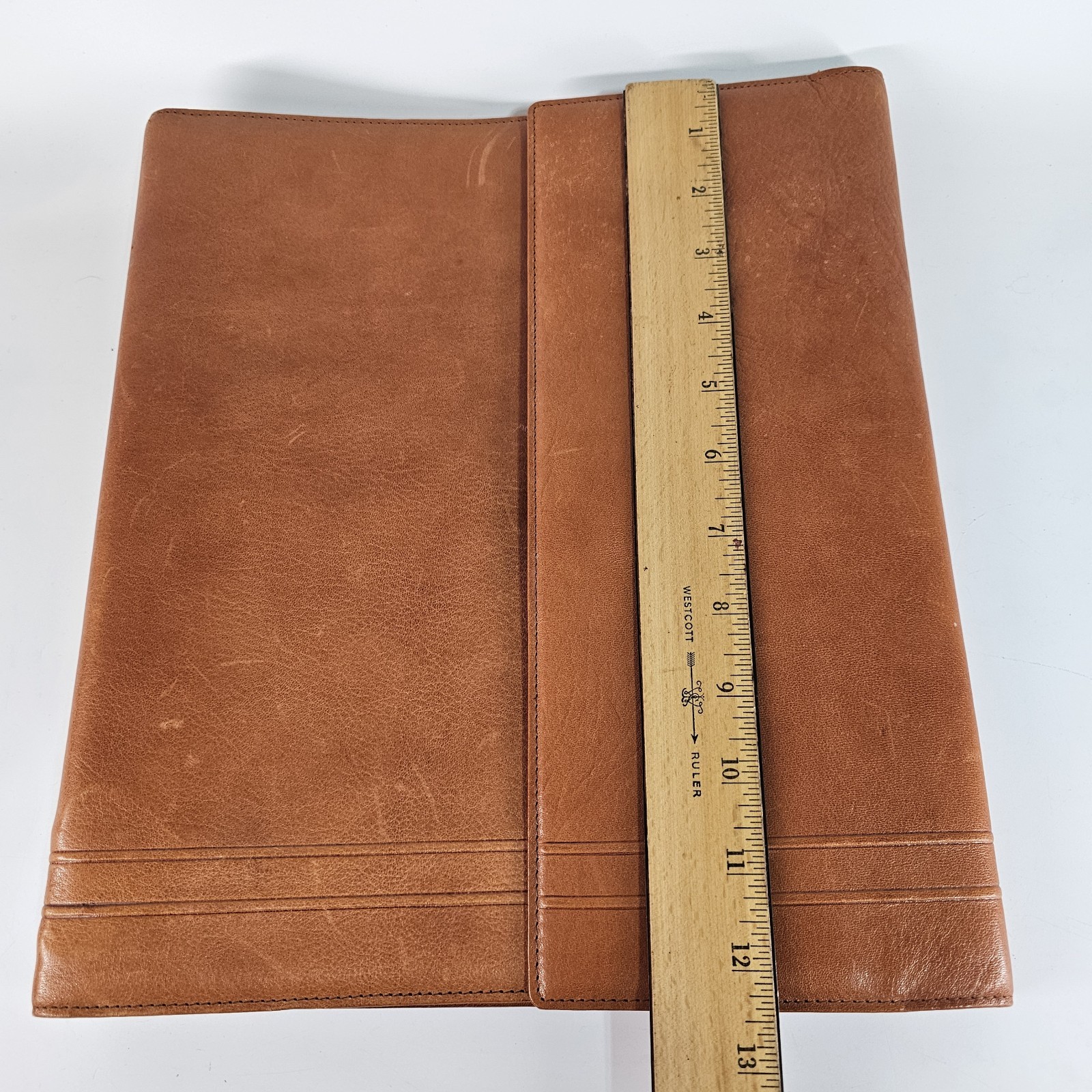 Laipe Leather Portfolio 4 Ring Binder Tan Lawyer Formal Document Note Pad Italy