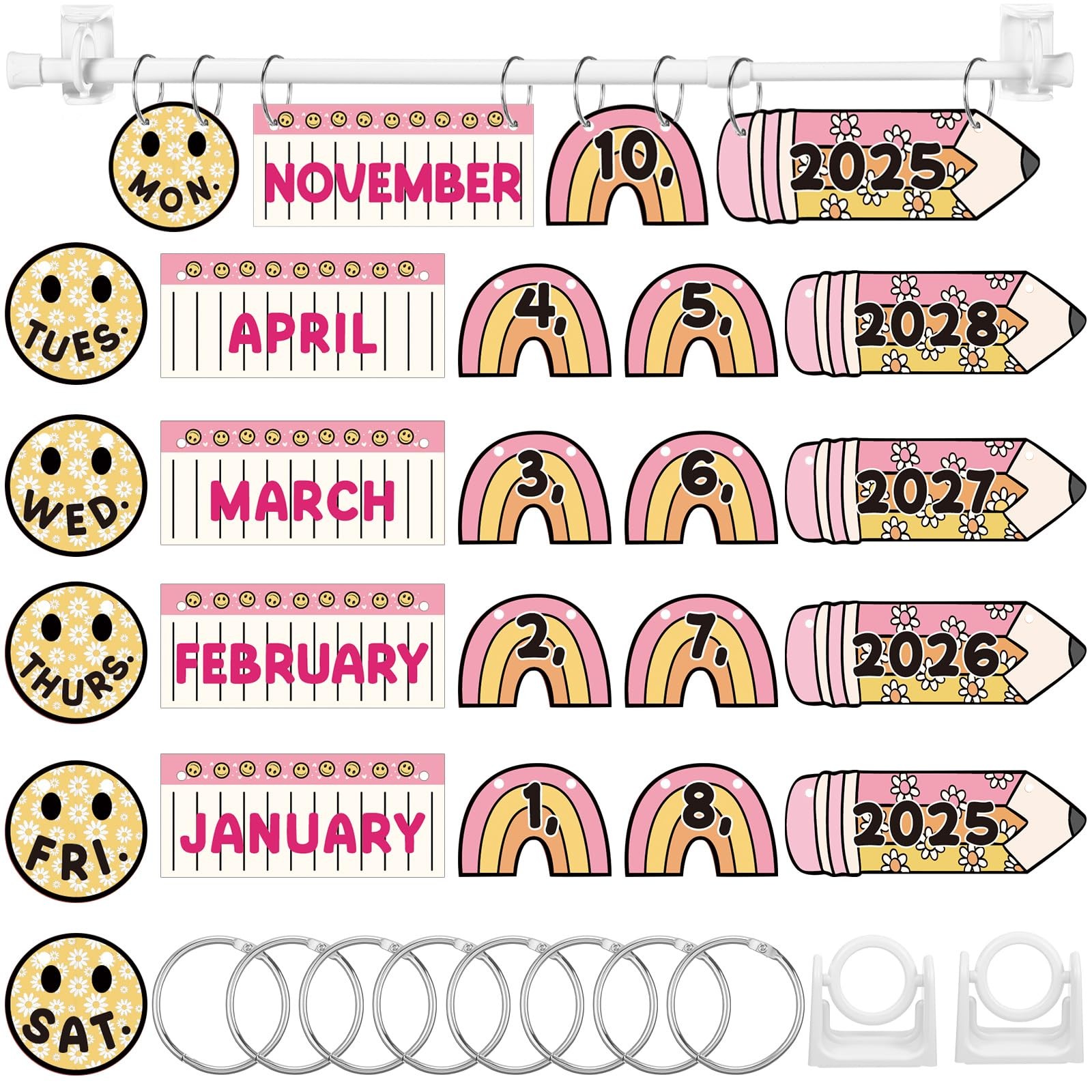 Retro Flip Calendar Bulletin Board Set Classroom 54 Date Cards Holder