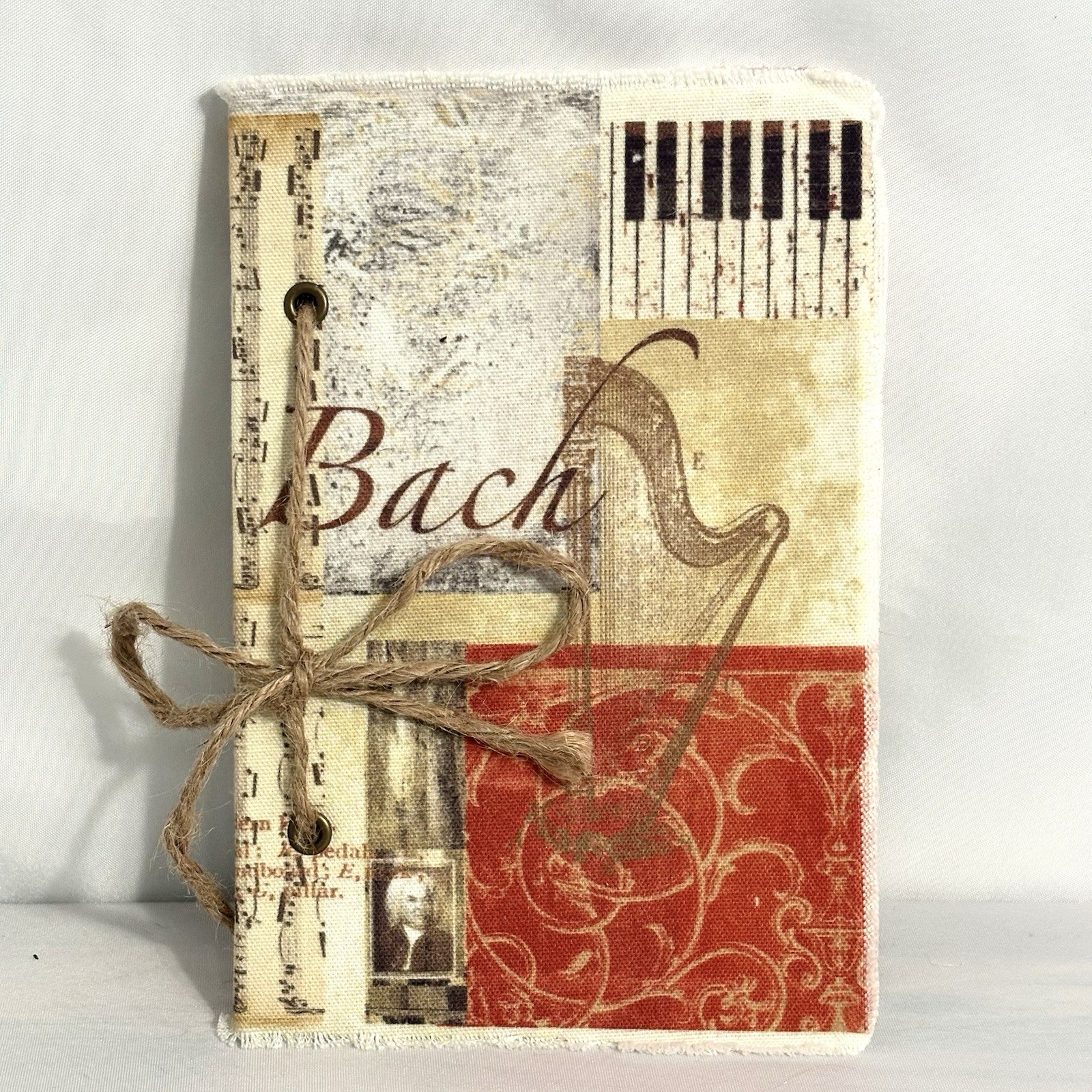 Blank Journal Music Fabric Covered Bach 6 x 9 Hardcover Notebook NEW 70 Pages