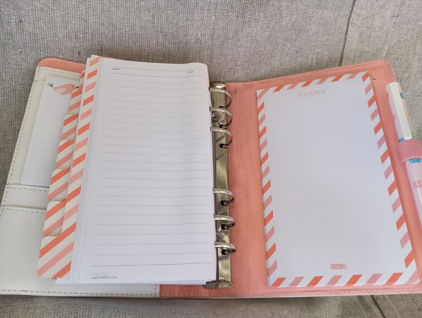 NIB Kikki K White Paper Pencil Leather Personal Planner Notebook Calendar