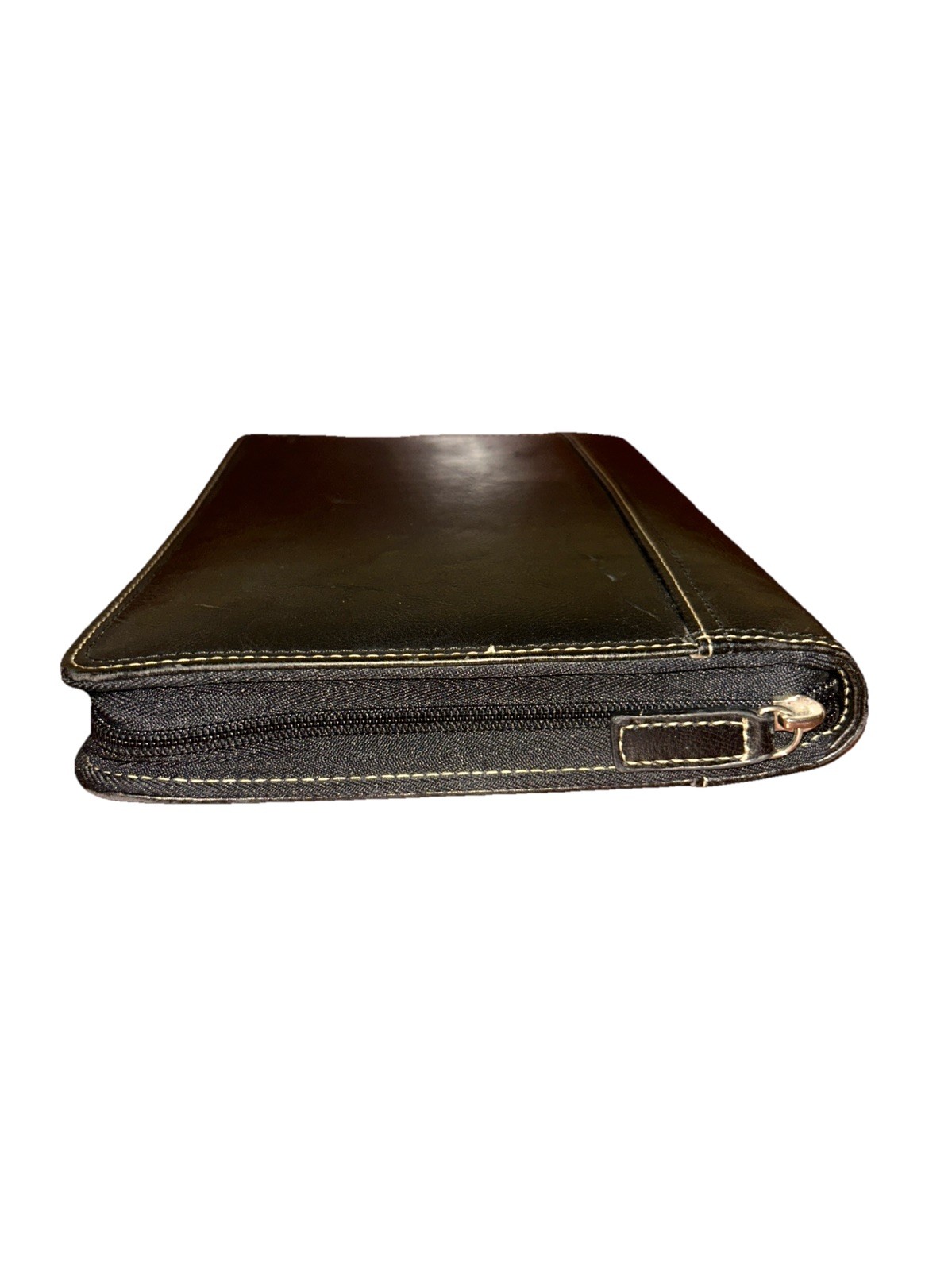 Franklin Covey 7 Ring Planner Organizer Pockets Wallet Zip Black Faux Leather FS