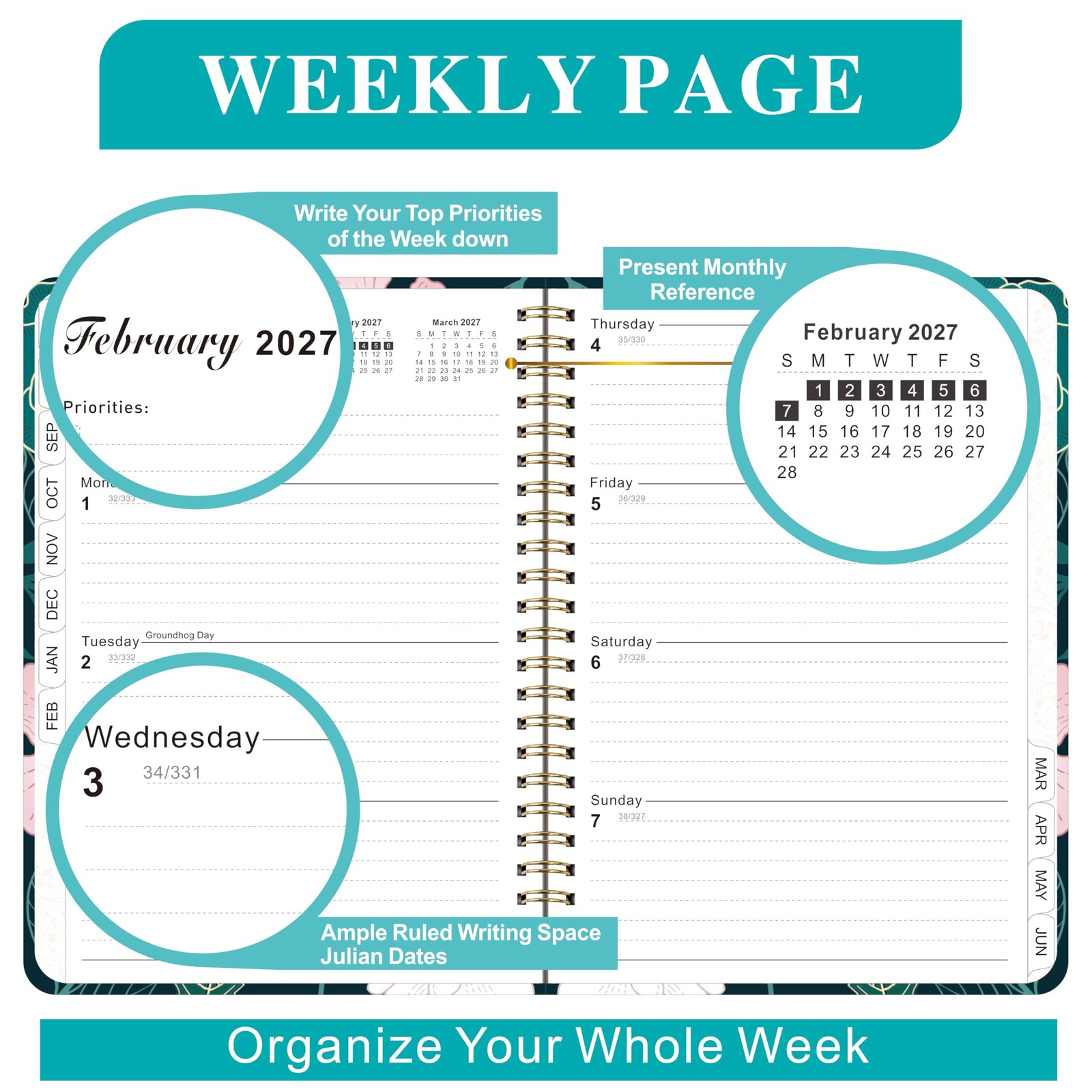 Planner 2026-2027,Agenda 2026 2027, July 2026 to June 2027 Monthly Weekly Cal
