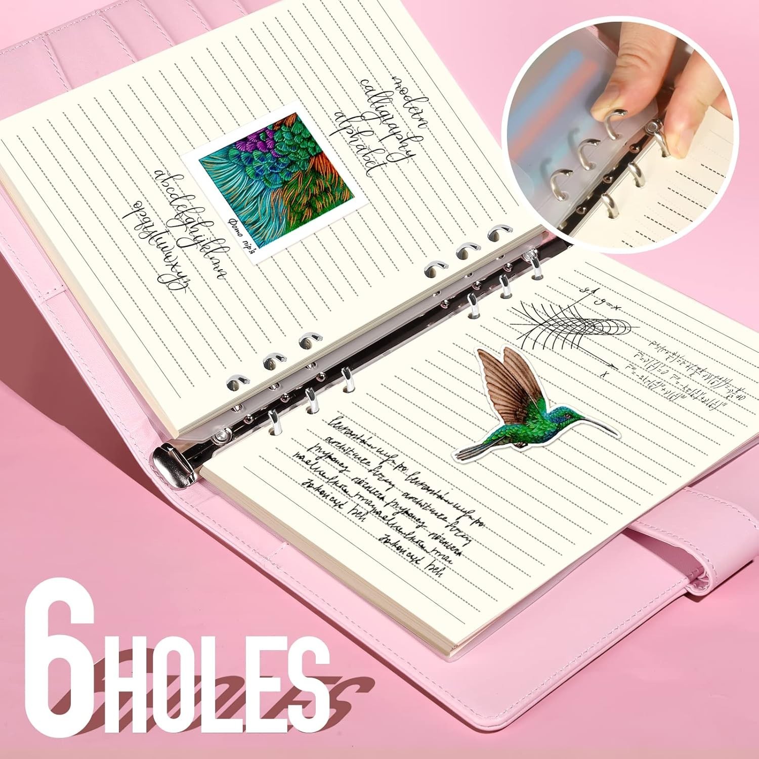 A5 Planner Inserts – 90 Sheets Loose Leaf Paper with Binder Pockets & Index Tabs