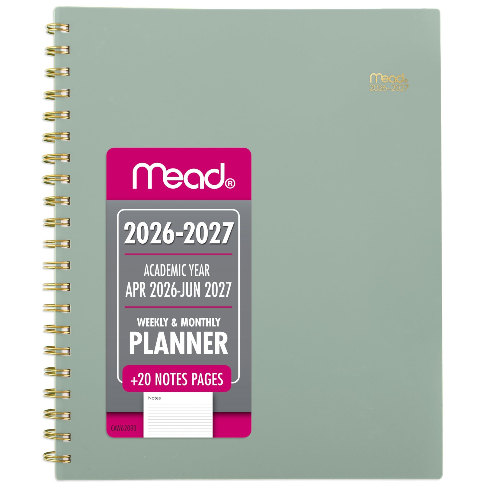 Mead Planner 2026-2027 Weekly & Monthly Academic 8.5″W x 11″H, Soft Grass