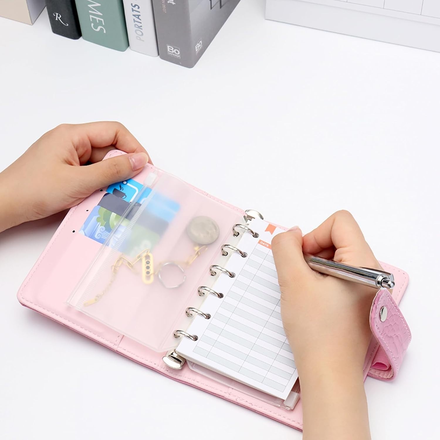 NatSumeBasics White A7 Binder Wallet Cash Envelopes Budget Binder Crocodile F