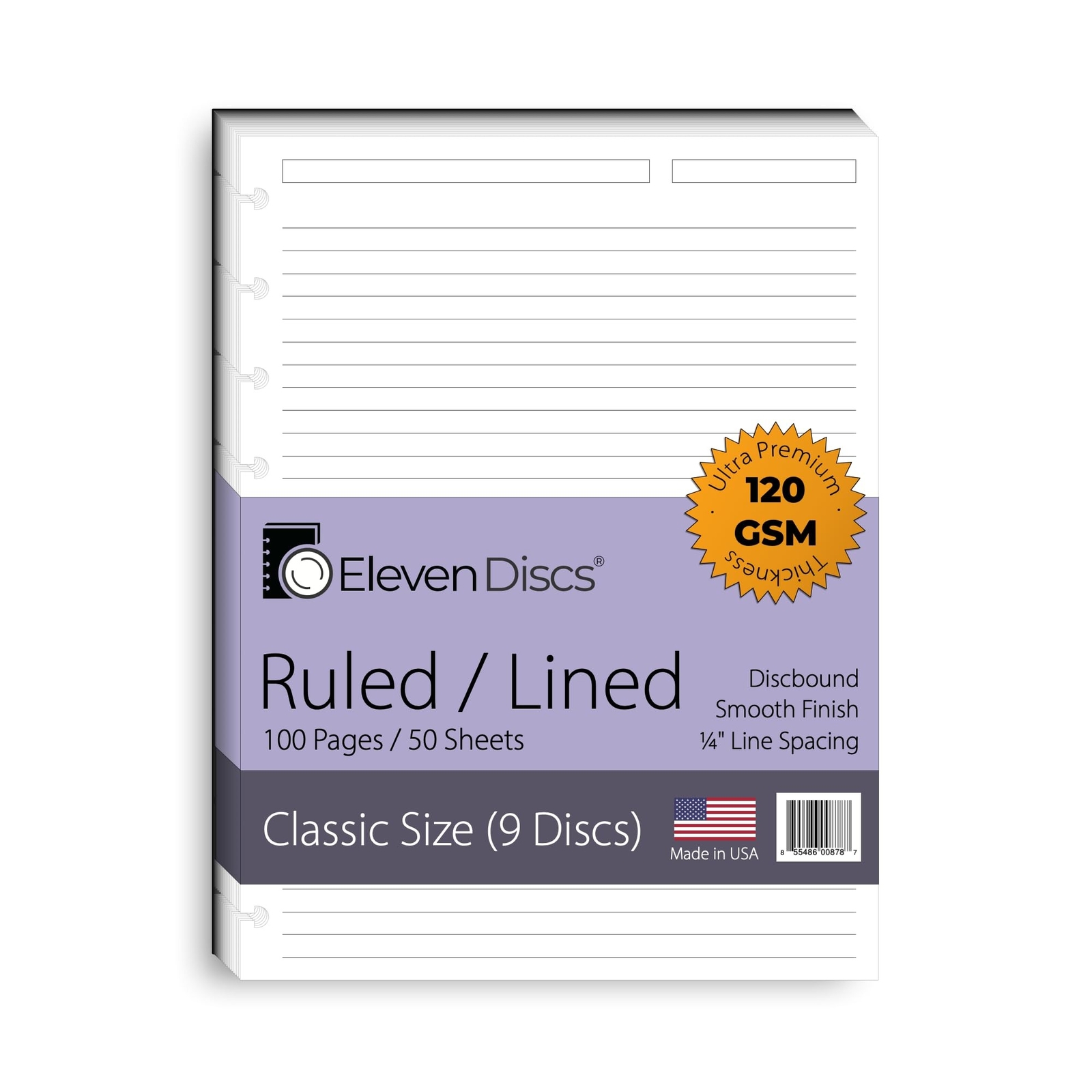 Classic Size Discbound Paper – Ruled/Lined Sheets – Premium 120gsm Heavyweigh…