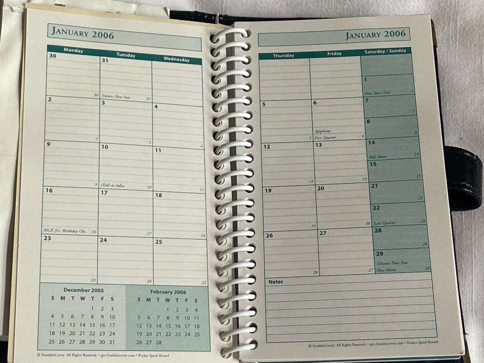 Vintage Black Franklin Covey The Pocket Planner Spiral Bound
