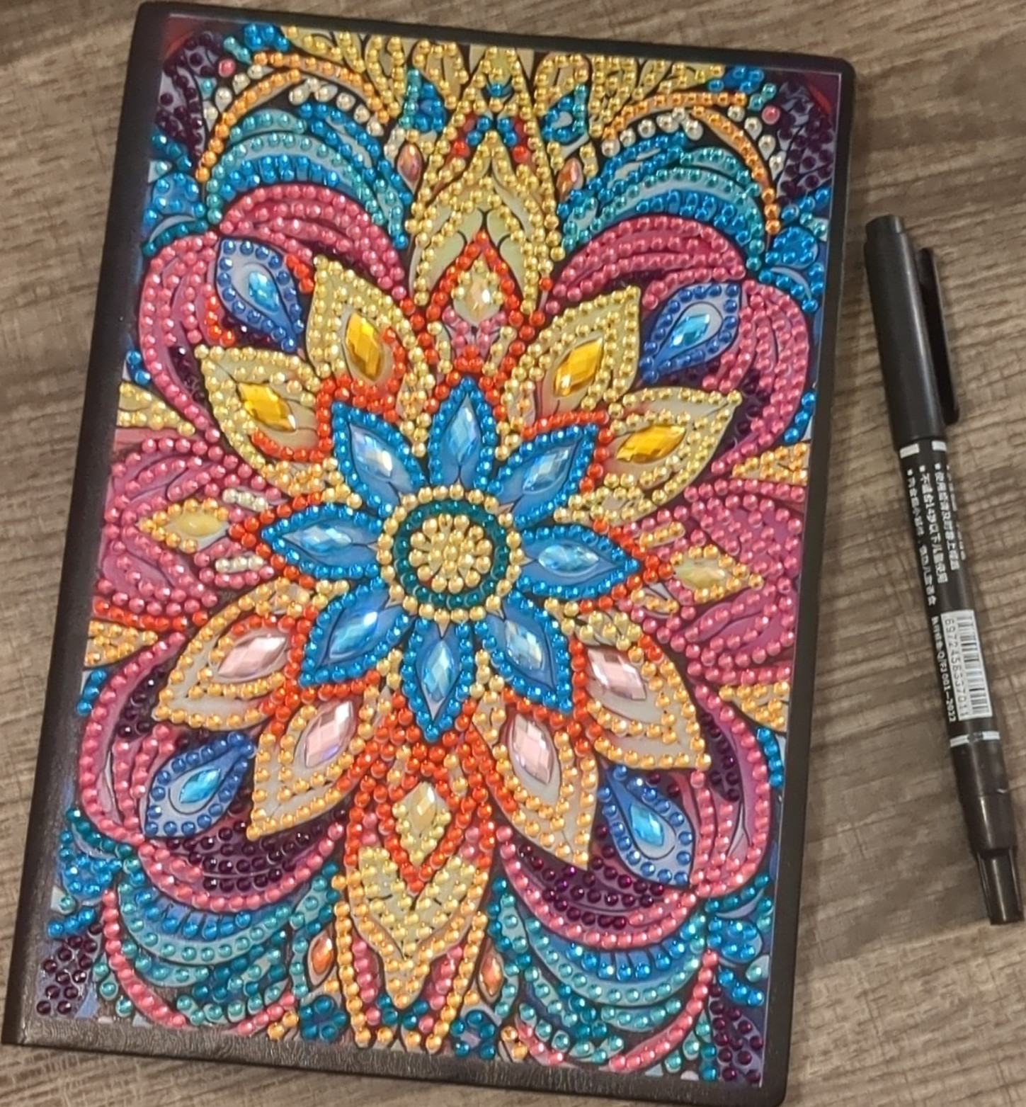 Colorful Mandala Pattern Blank Journal with Rhinestone Embellishments (F)