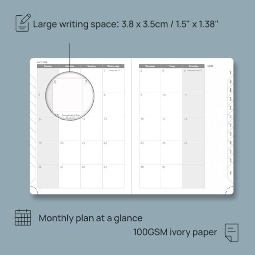 2026 Weekly Planner – Medium 6.5″ x 8.5″, Leather Soft Cover, Monthly Tabs, Thic