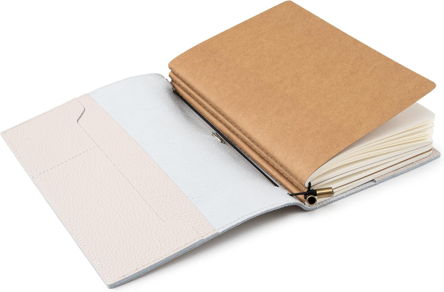 A5 Travelers Notebook with Pockets – Oat Leather Journal – 6″ X 8.5″ (15 X 22Cm)