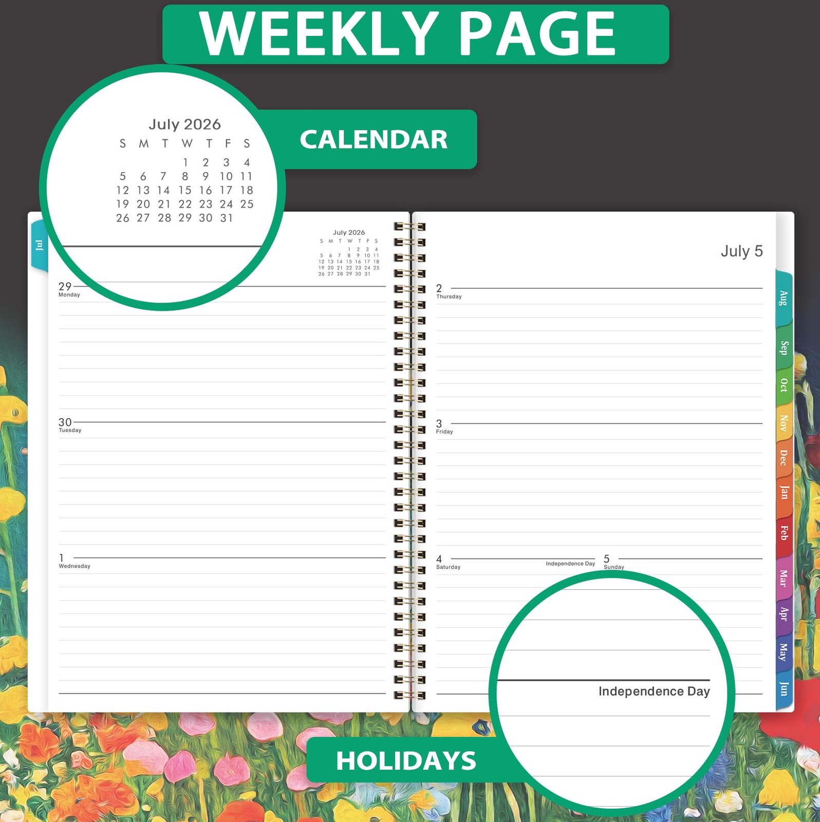 20262027 Planner Weekly Monthly Academic Organizer 8.5×11 Tabs Flexible Cover