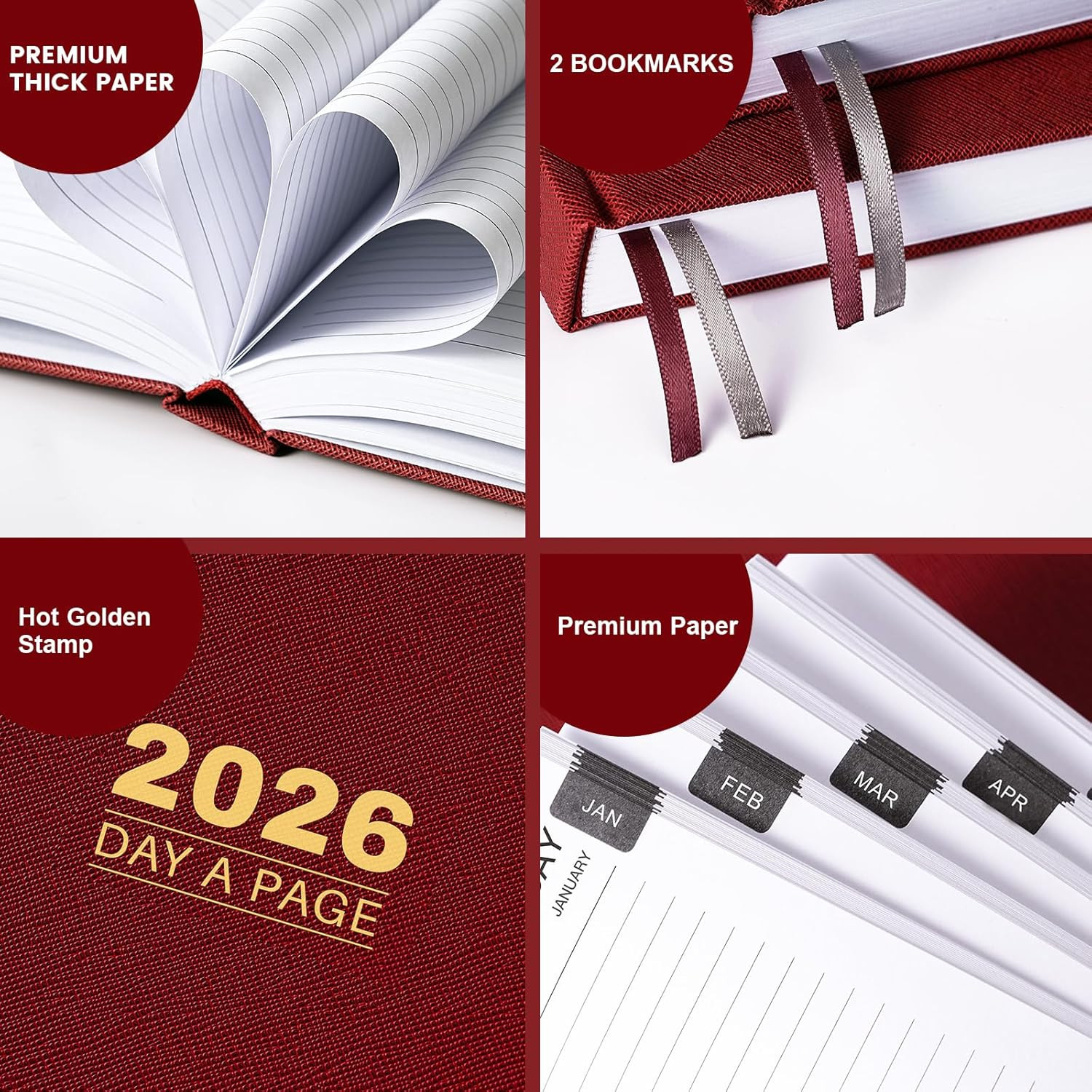 2026 Diary – Diary 2026 Full Page per Day, Daily Planner 2026, Jan. 2026 – Dec.