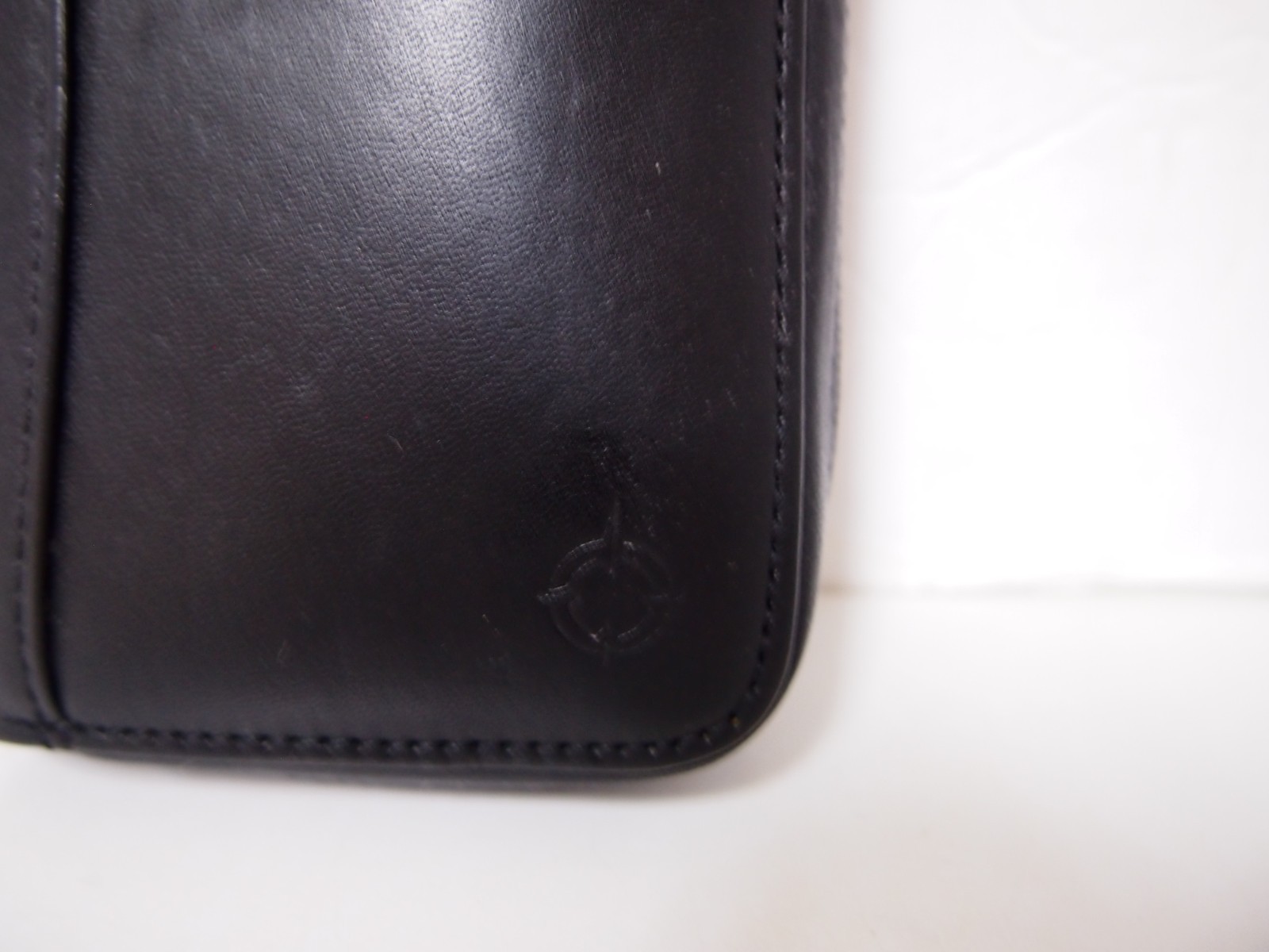 Vintage FRANKLIN COVEY Black Genuine Leather Compact full zip folder