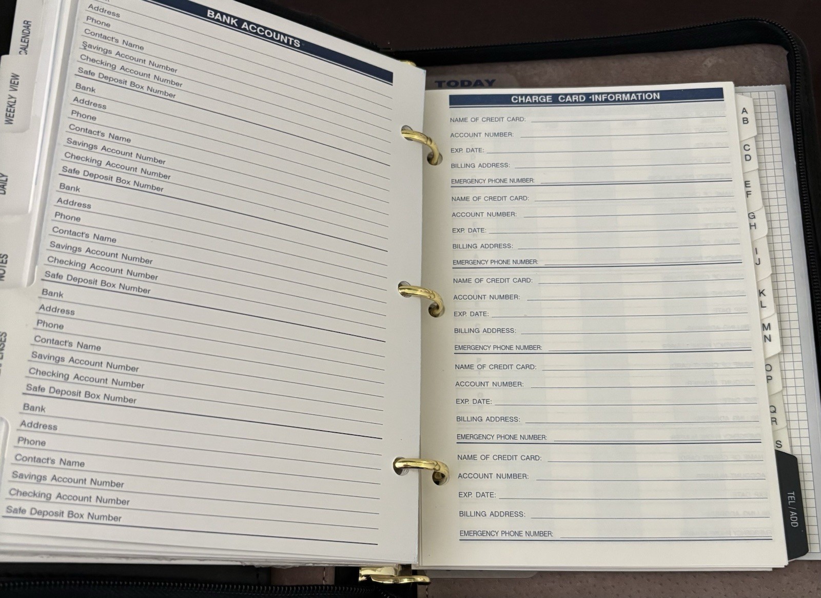 Vtg Winslow Business Planner Black 8×10 3 Ring 1997 Unused Inserts *BROKEN ZIP*