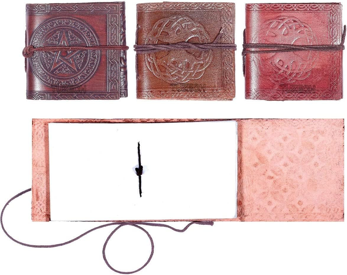 Handmade Leather Bound Book of Shadows Mini Notebook Blank Unlined Small Pocket