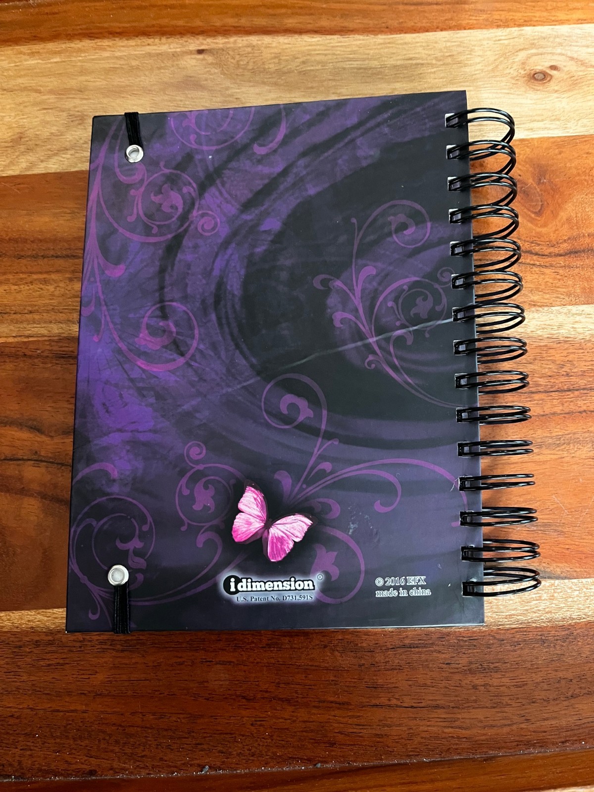 Purple Butterfly Spiral Journal Notebook Lined Pages Elastic Closure 8.5 x 6