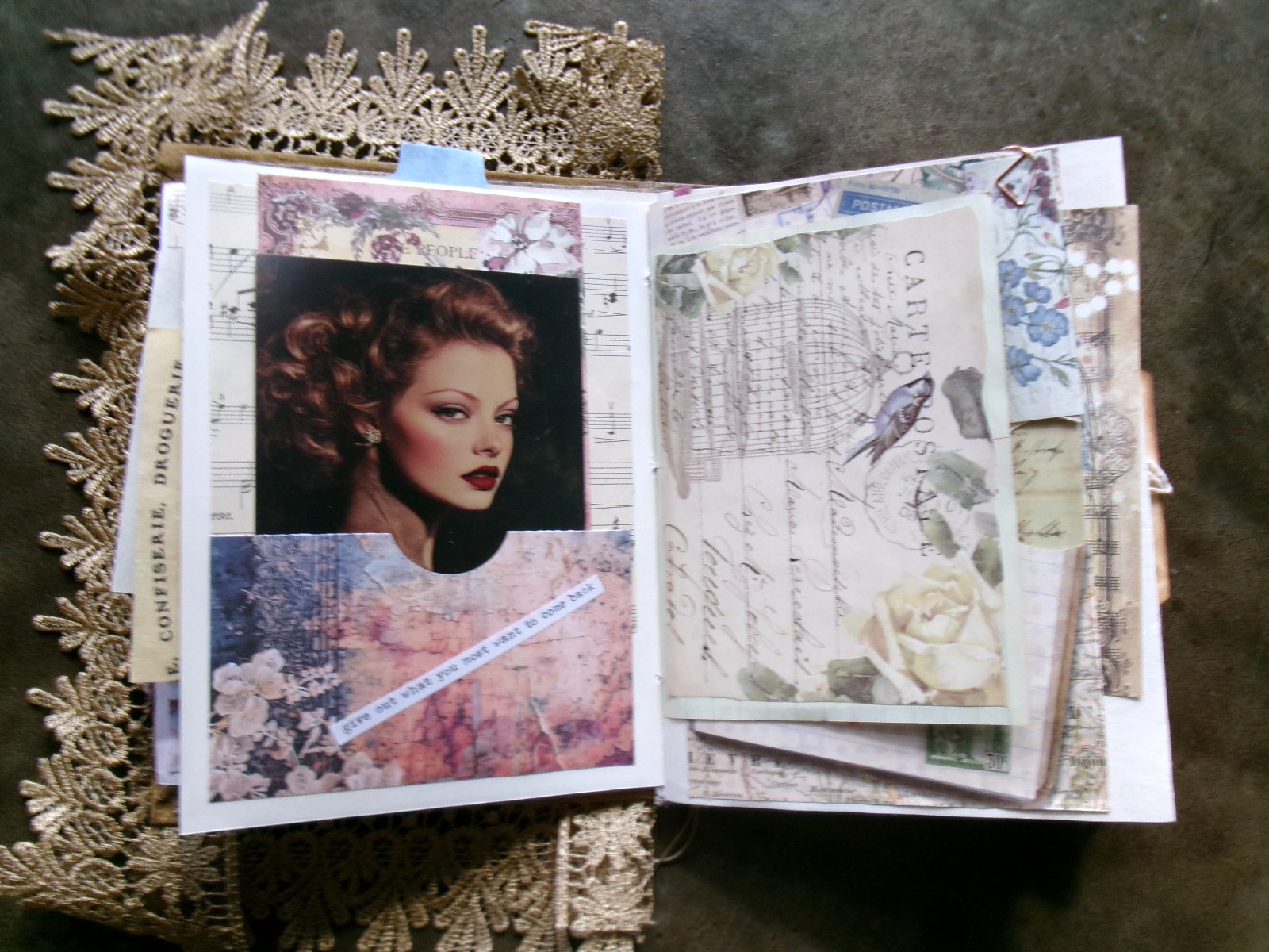 TRUE VTG JUNK JOURNAL WRITING JOURNAL JOURNAL “HEADS UP” POCKETS TUCKS