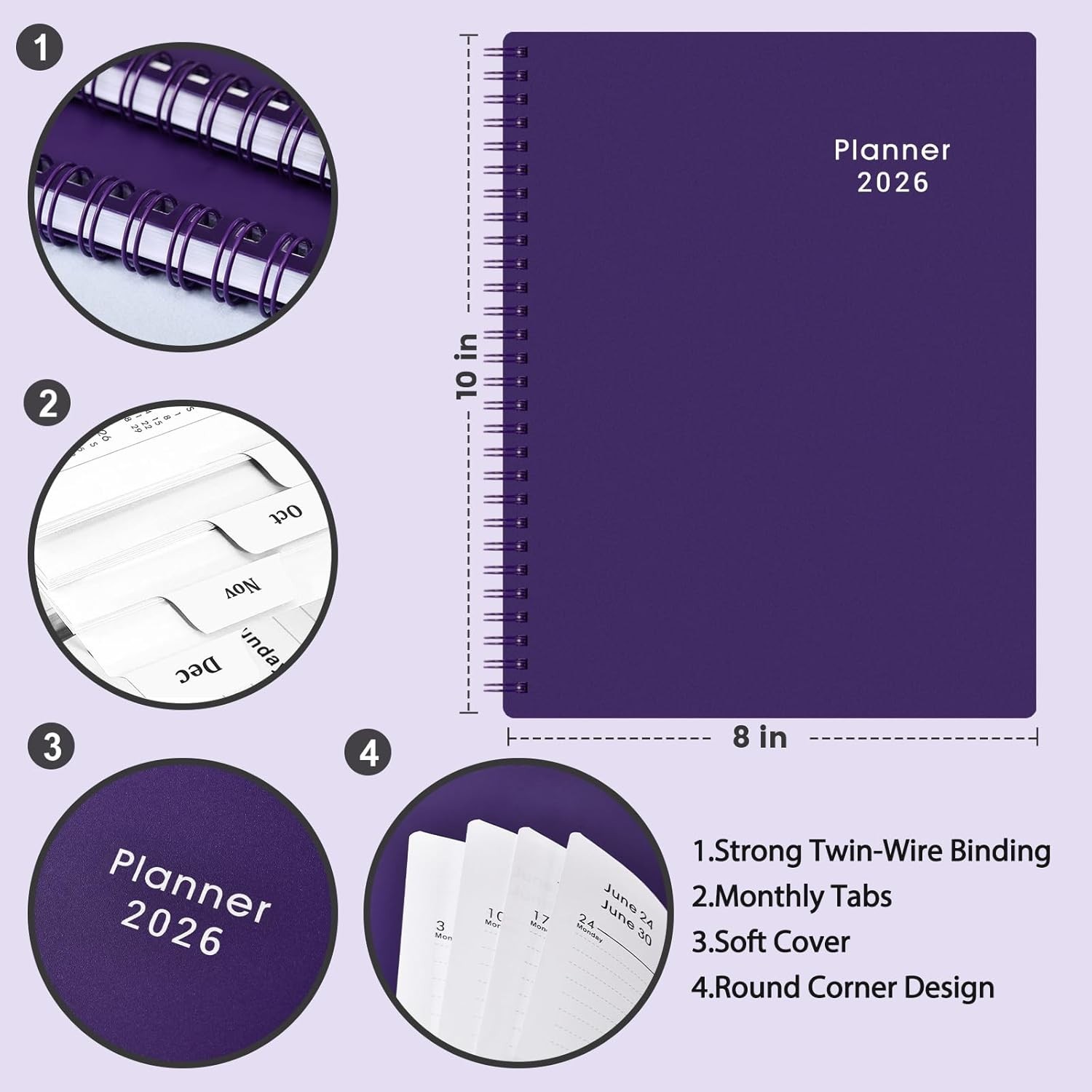 Elegant 2026 Planner – Weekly & Monthly Calendar with Waterproof Cover, 8”x10”