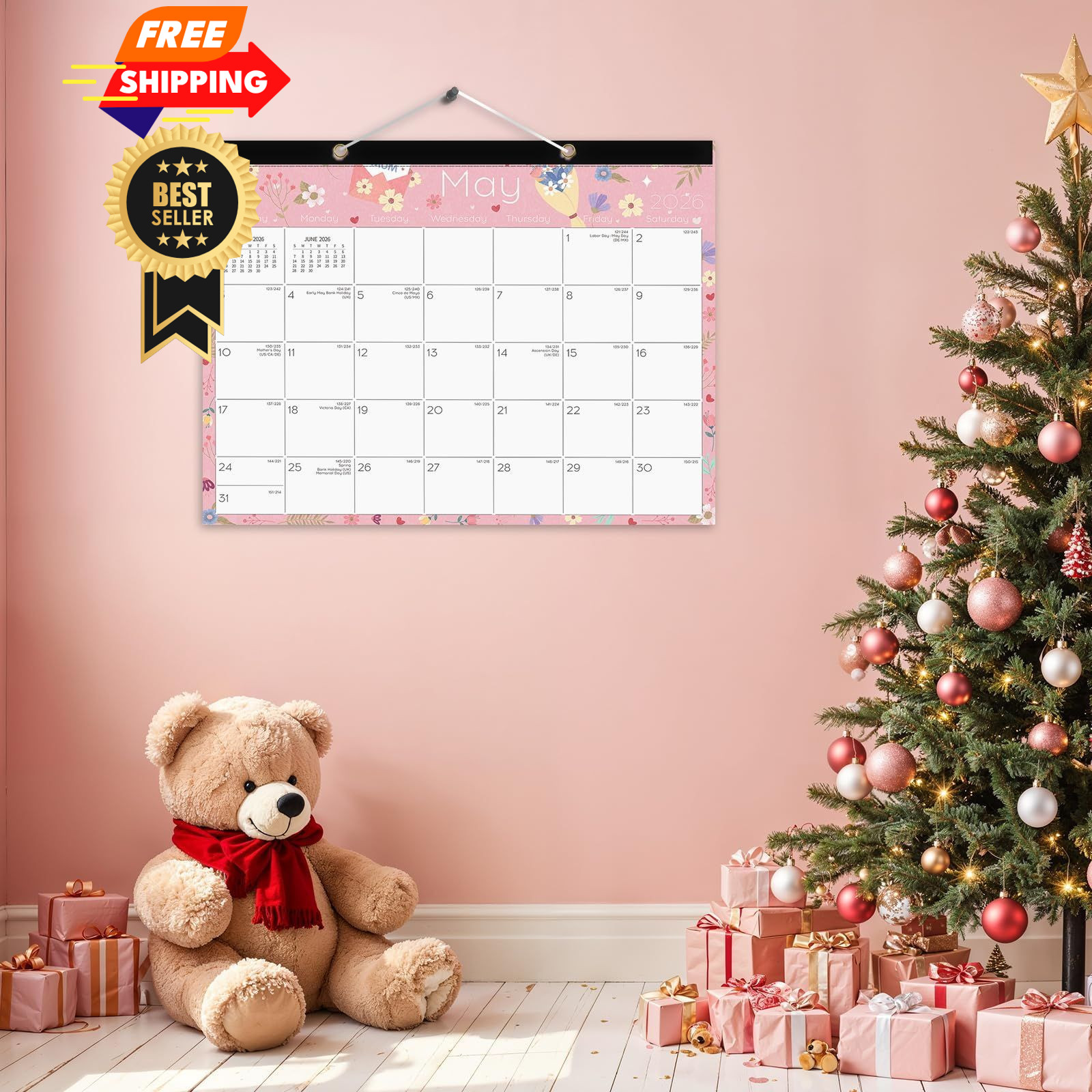 Ymumuda Desk Calendar 2026-2027 Wall 17×12″ – Calendar, H-Holiday