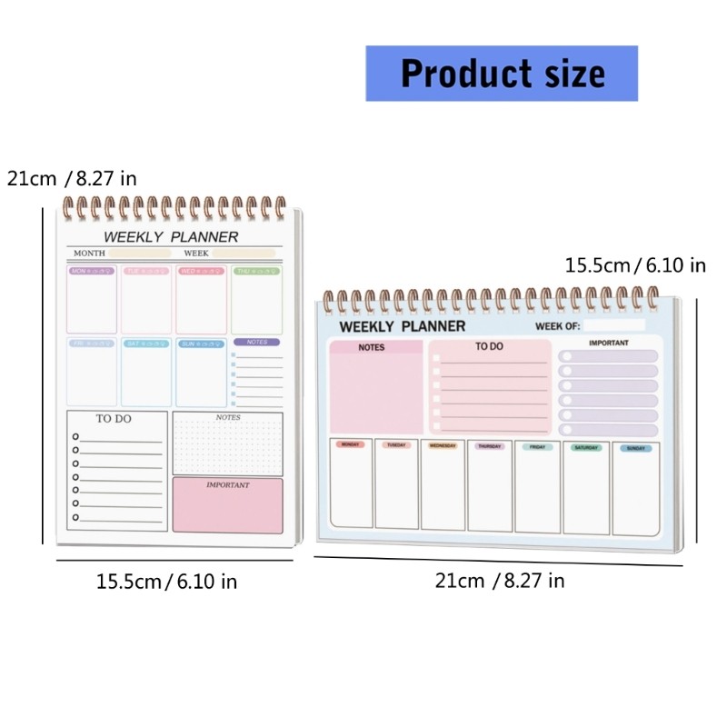 Weekly Planners Notepads With Coil Binding And Waterproof PP Cover For Daily
