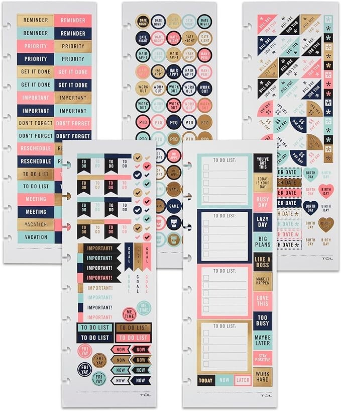 TUL® Discbound Notebook Sticker Sheets, 3″ x 8-1/2″, Assorted, 10 Sheets