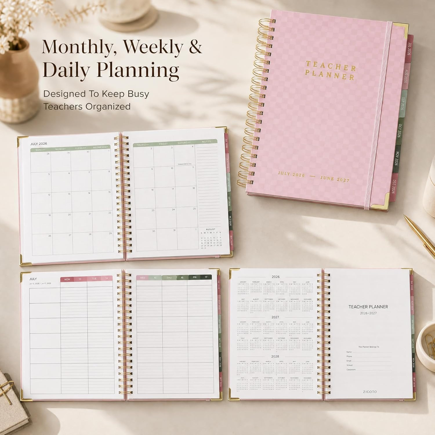 Aesthetic Teacher Planner for the 2026-2027 Academic School Year – Your All Incl