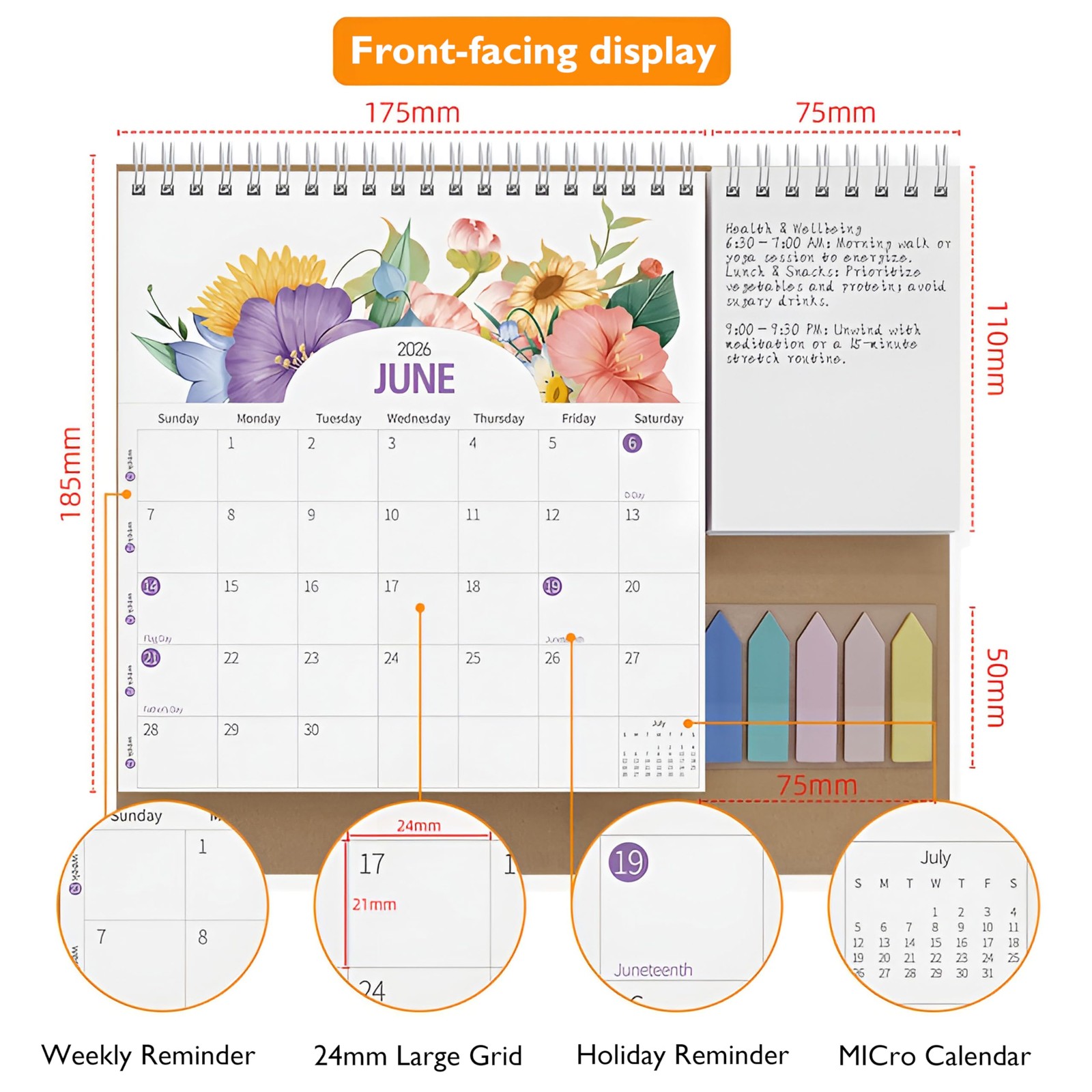 2026 Desk Calendar,12 Month Calendar,17″ x 12″,January 2026 Calendar