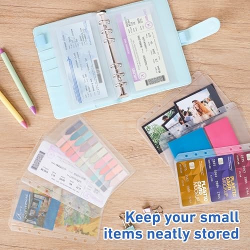 A6 Binder Pockets 12 Pack 6 Hole Cash Envelopes Budget Money Organizer PVC