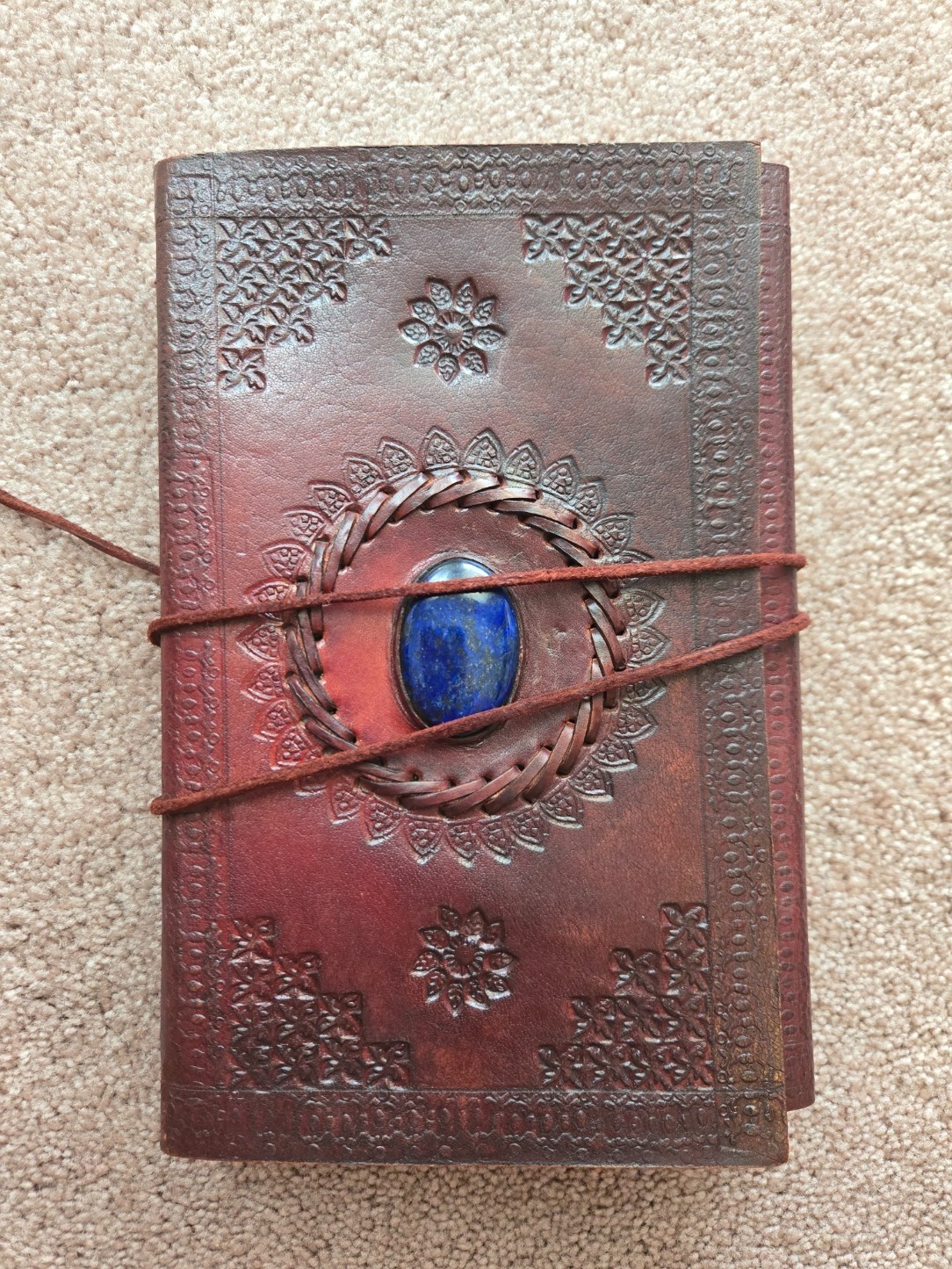Crystal Camel Real Leather Stained Red Journal Embroidered with jewel!