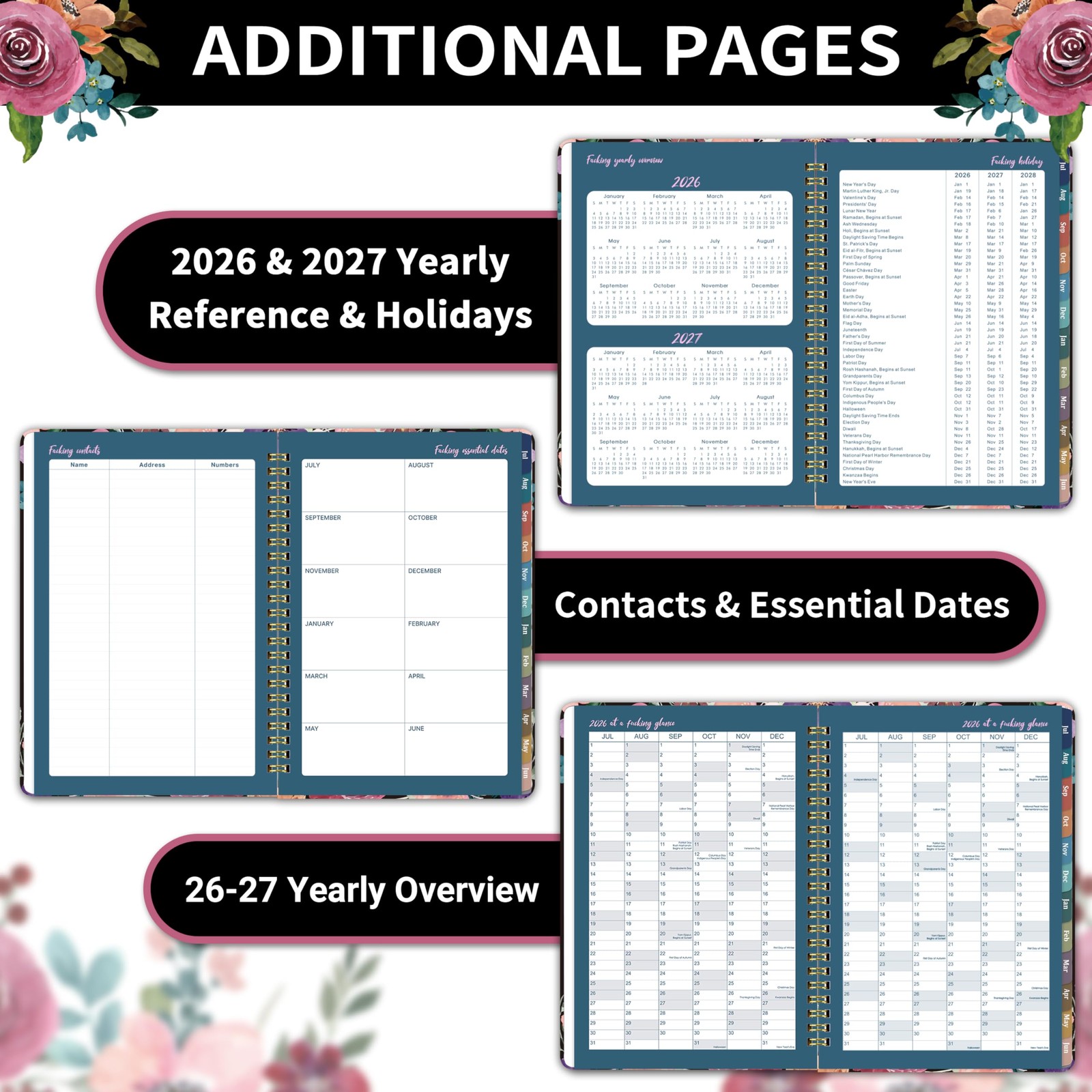 2026 2027 Planner Weekly Monthly 12 Month 6.5×8.5 Funny Quotes