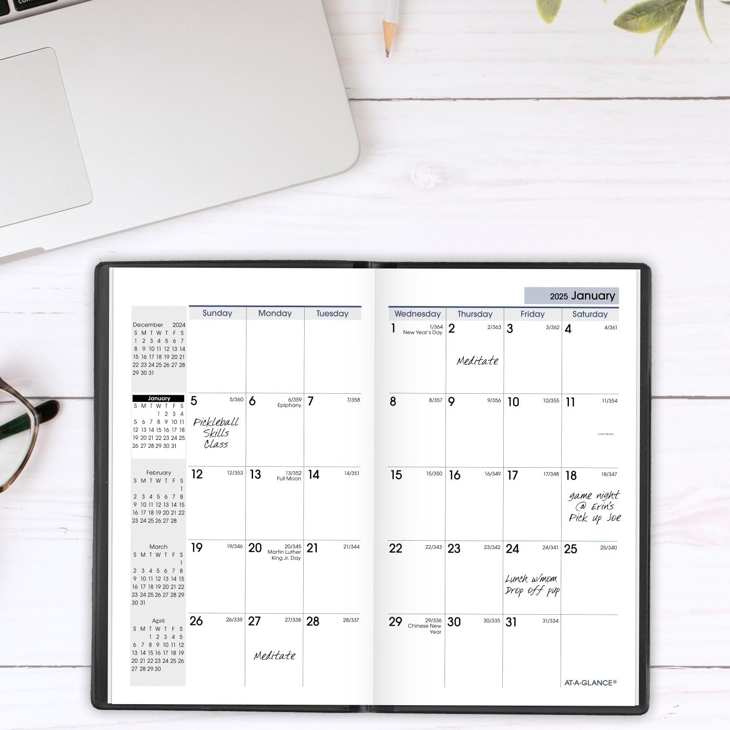 2025 Planner, Monthly, 3-1/2″ X 6″, Pocket Size, Dayminder, Black (SK530025)