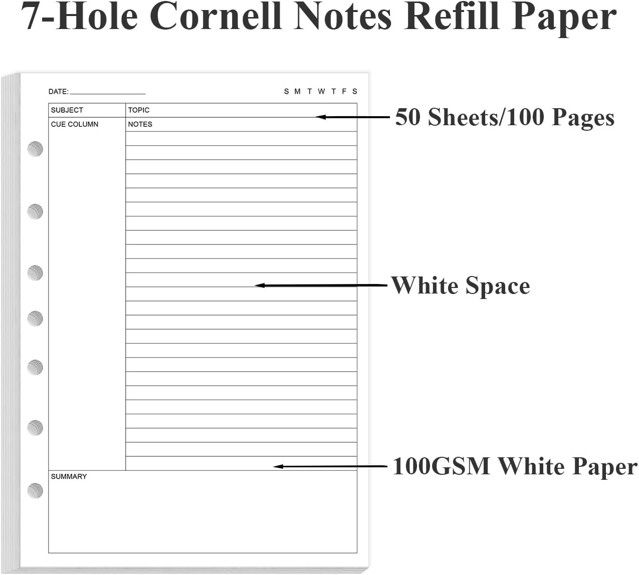 Junior Size Cornell Notes Filler Paper – A5 TUL Custom Note-Taking System 8 Disc