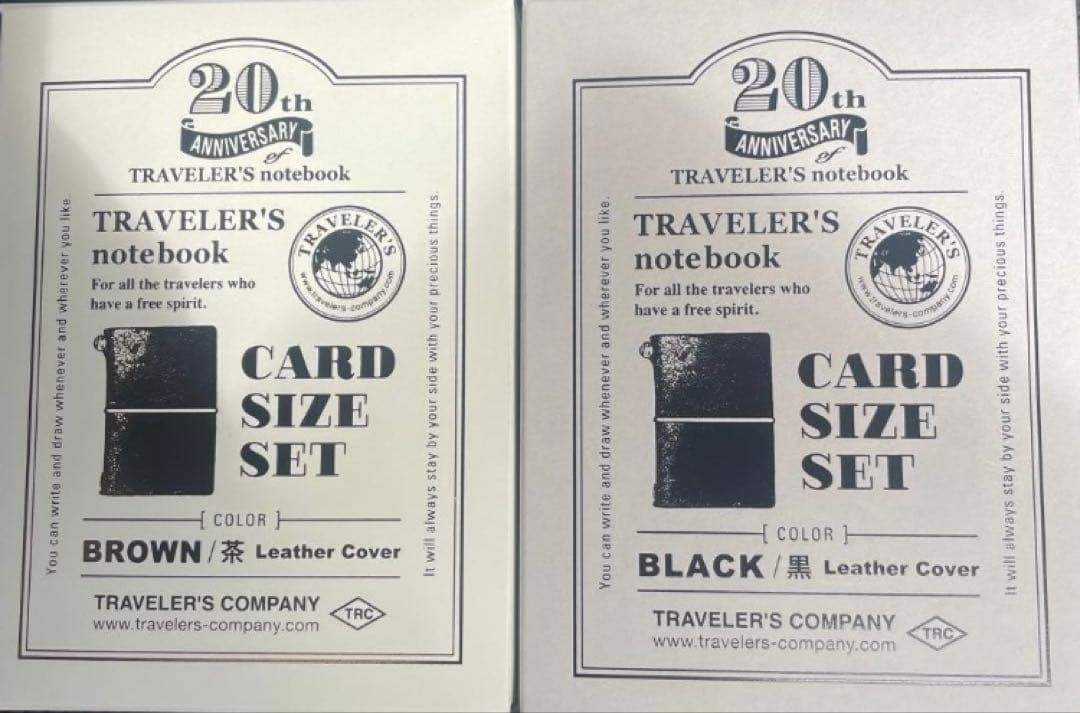 20th Anniversary TRAVELER’S notebook Card Size Set of 2 Black and Brown set New