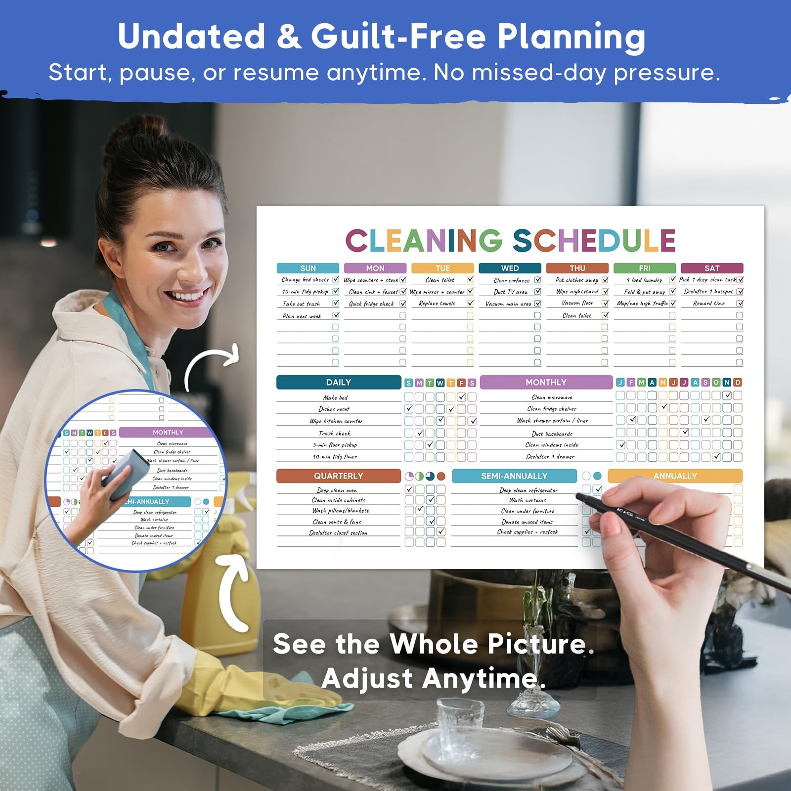 Adhd Cleaning Planner, Floral Cleaning Schedule & Checklist For Adults | Break