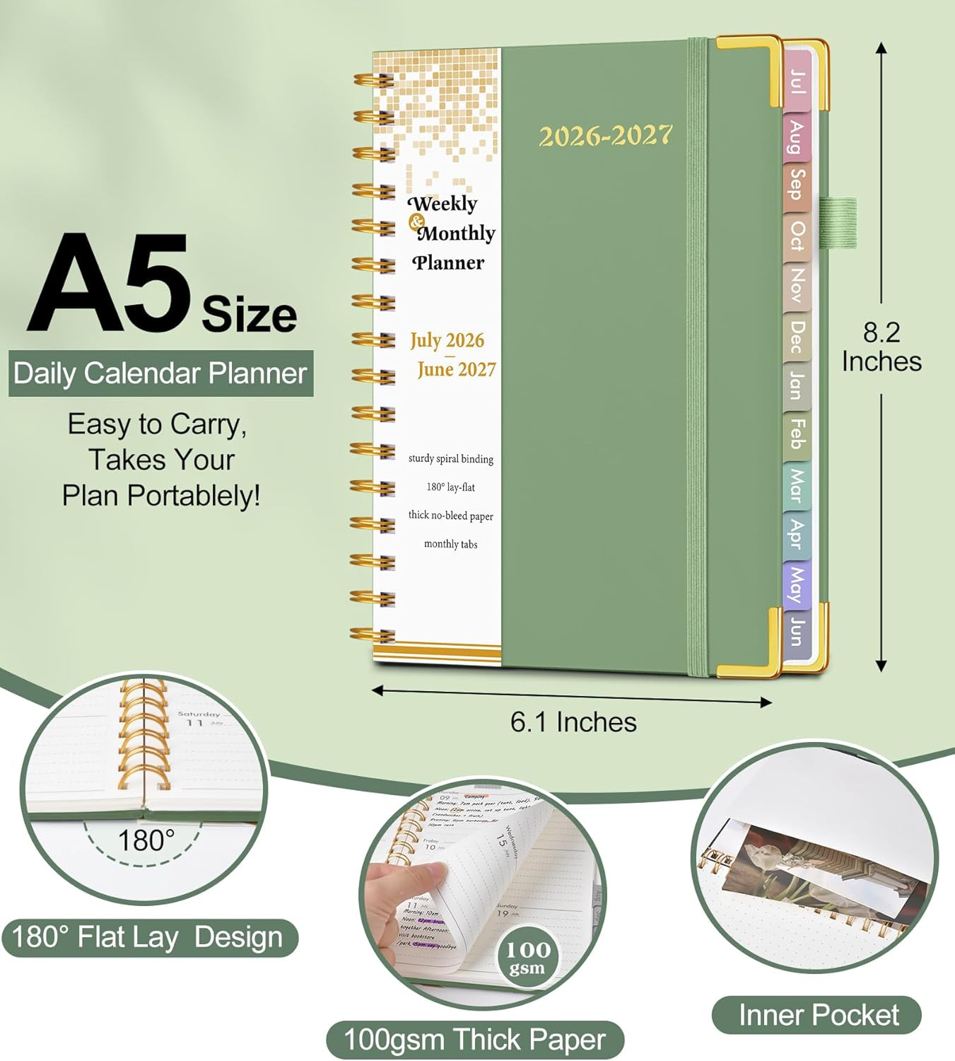 Academic Planner 2026-2027, Hardcover Weekly and Monthly Calendar Planner from J