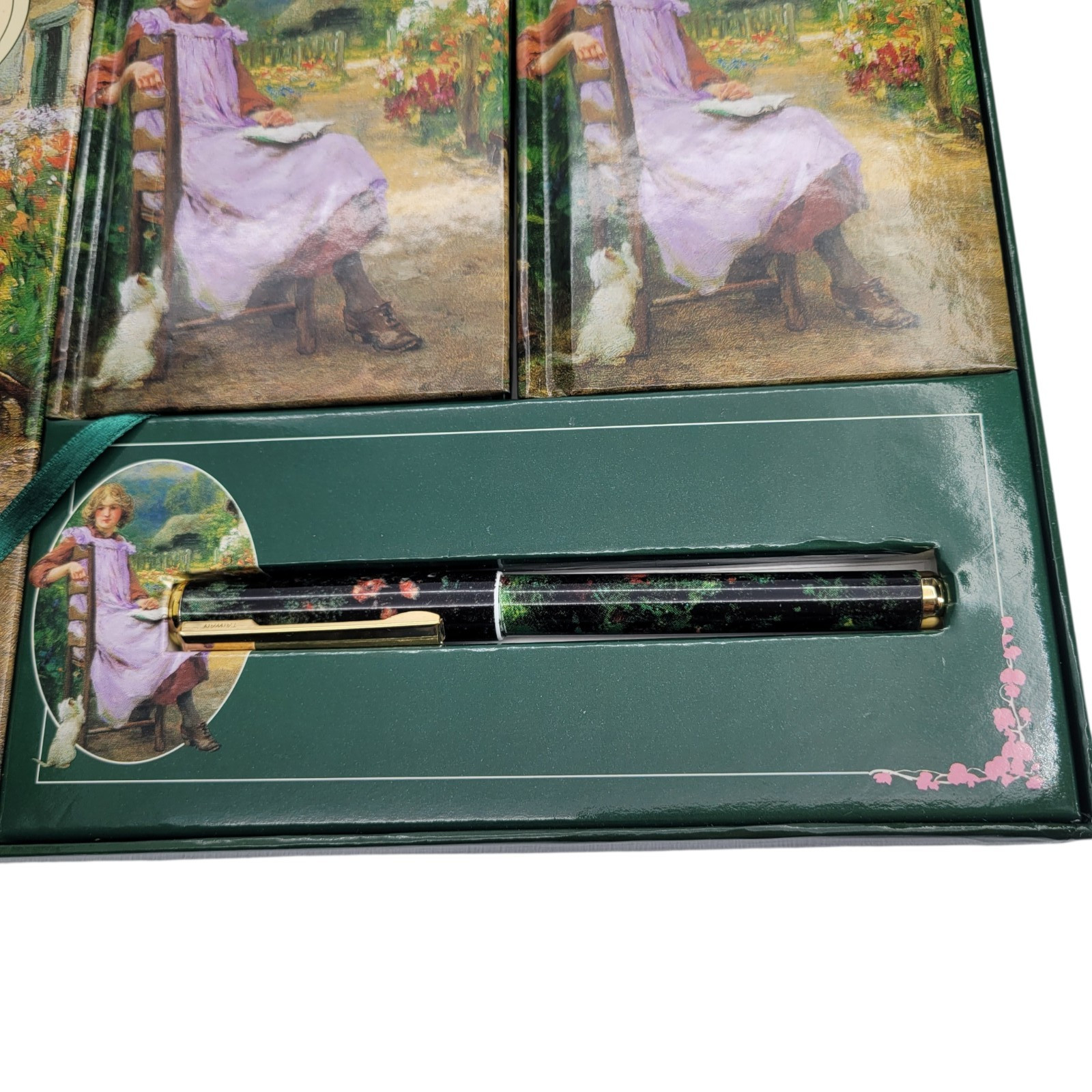 Vintage 1996 Cottage Garden Floral Gift Set Any Year Diary Address Book Pen