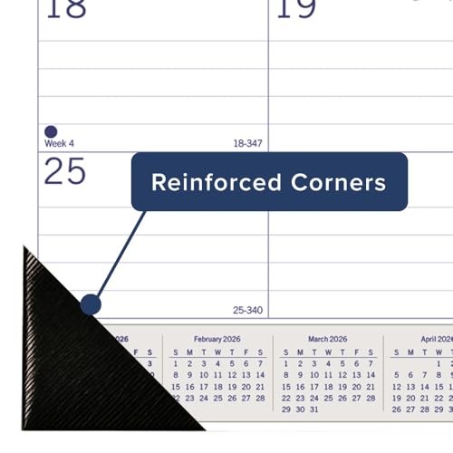 Blueline® 2026 DuraGlobe™ Monthly Desk Pad Calendar, 22″W x 17″H, Blue/White