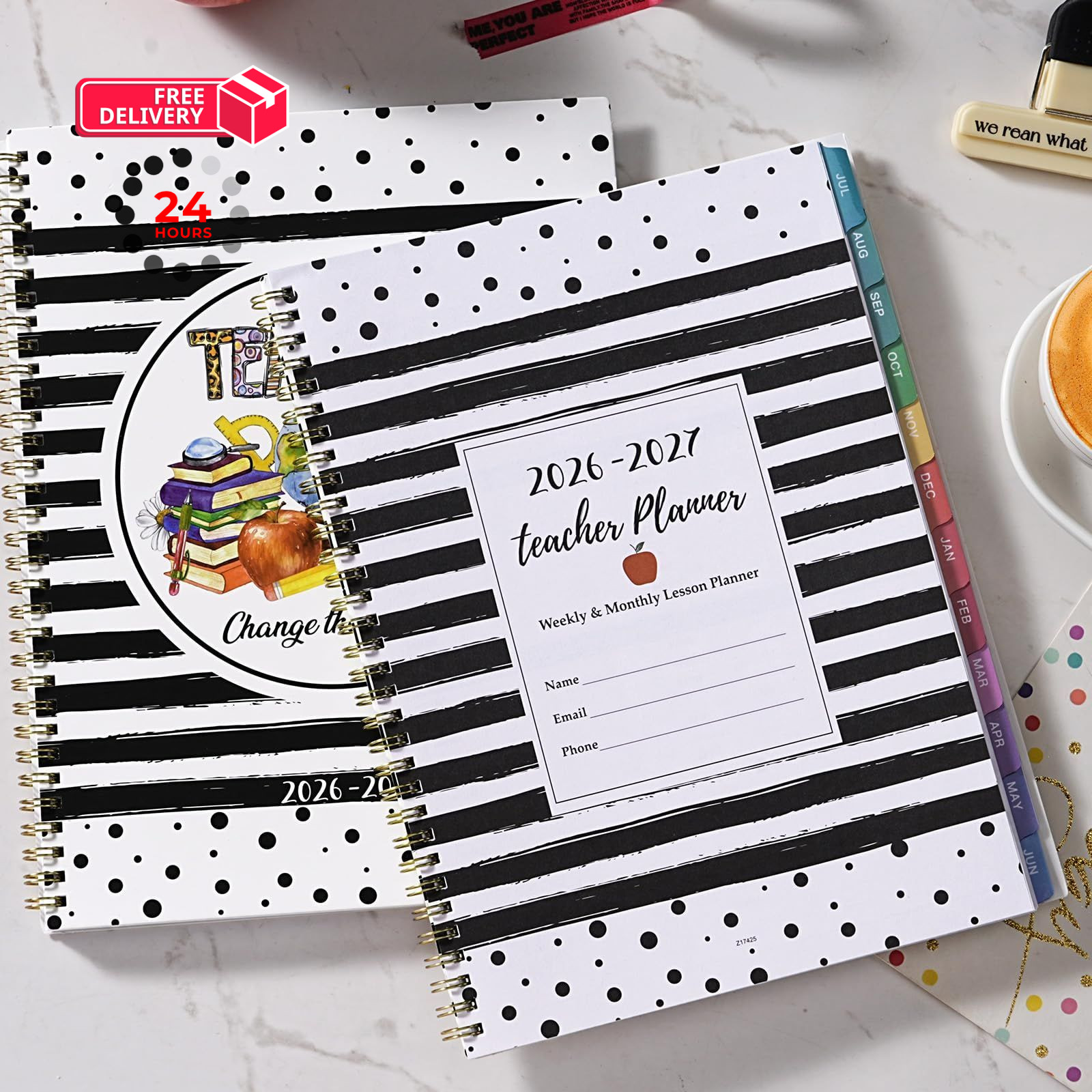 2026-2027 Teacher Planner, July 2026 – June 2027, 8.5″ x 11″, Multicolored