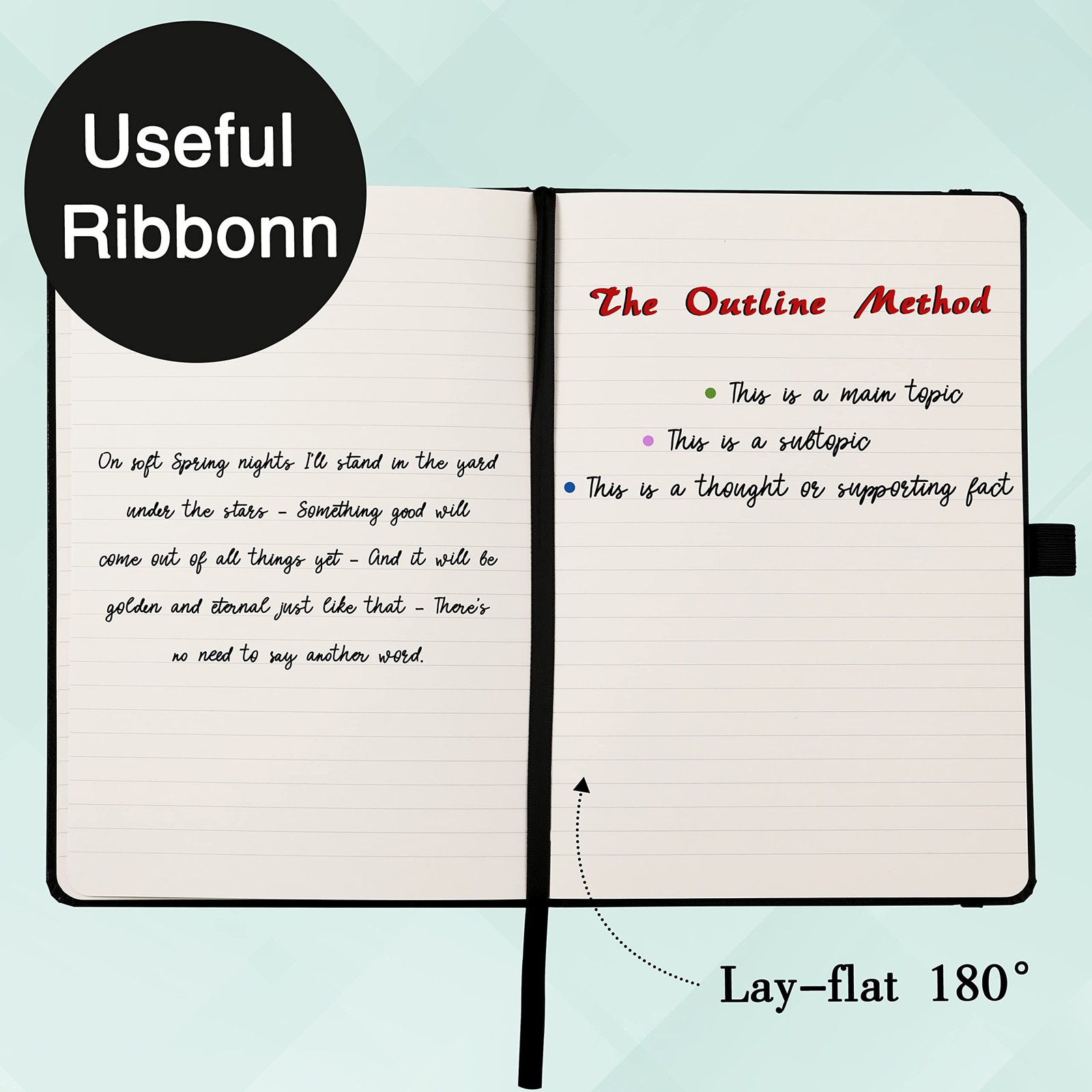 Ruled Notebook/Journal – Classic Lined Journal/Notebook, 5.3″ x Ruled, Black