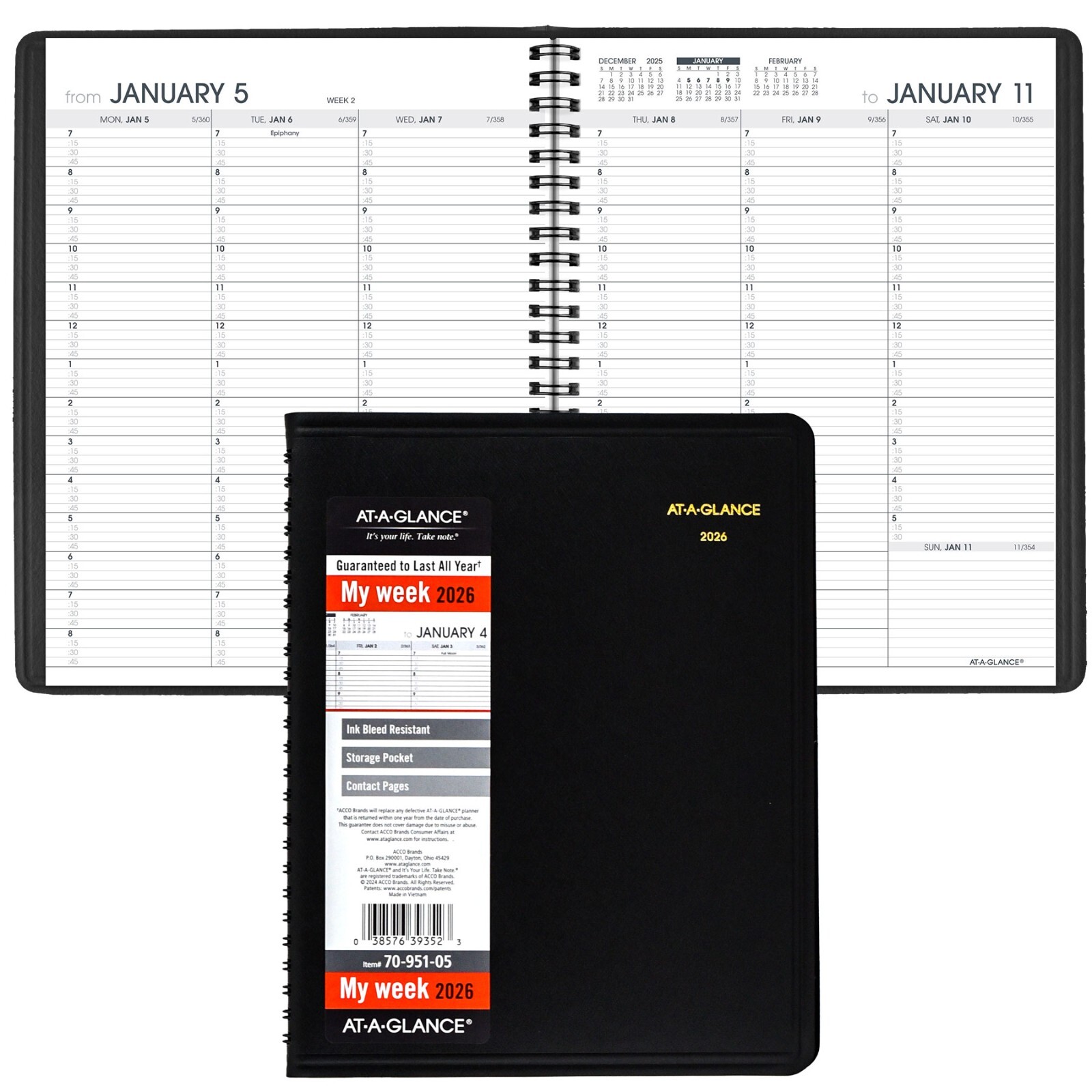 2026 At-A-Glance 70-951-05 Weekly Appointment Book, 7 x 8-3/4″