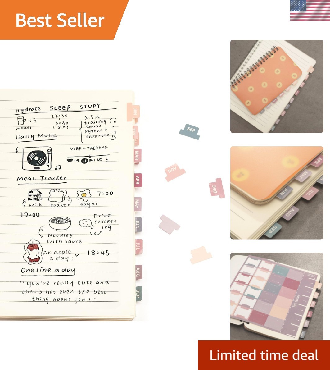 Laminated Planner Monthly Stickers,48 Adhesive Plan Tabs for Notebooks 2 Sets…