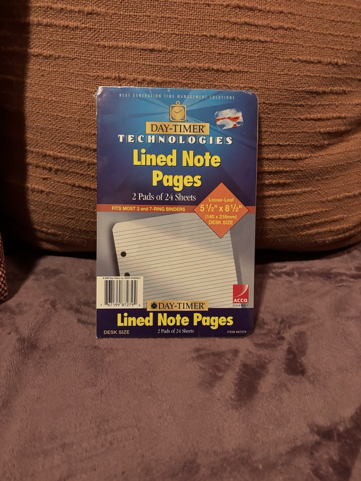 Day-Timer Lined Note Pages 2 Pack, Desk Size 5.5 x 8.5 Inches