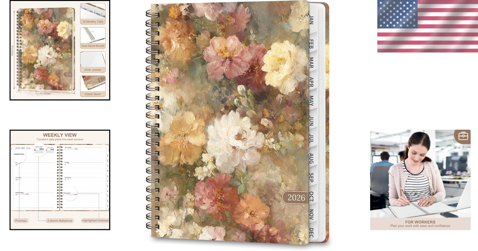 Elegant A5 2026 Calendar Agenda with Weekly & Monthly Pages for All Lifestyles