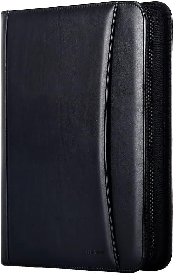 Padfolio Business Leather Portfolio Zippered Notebook Binder Office Organizer