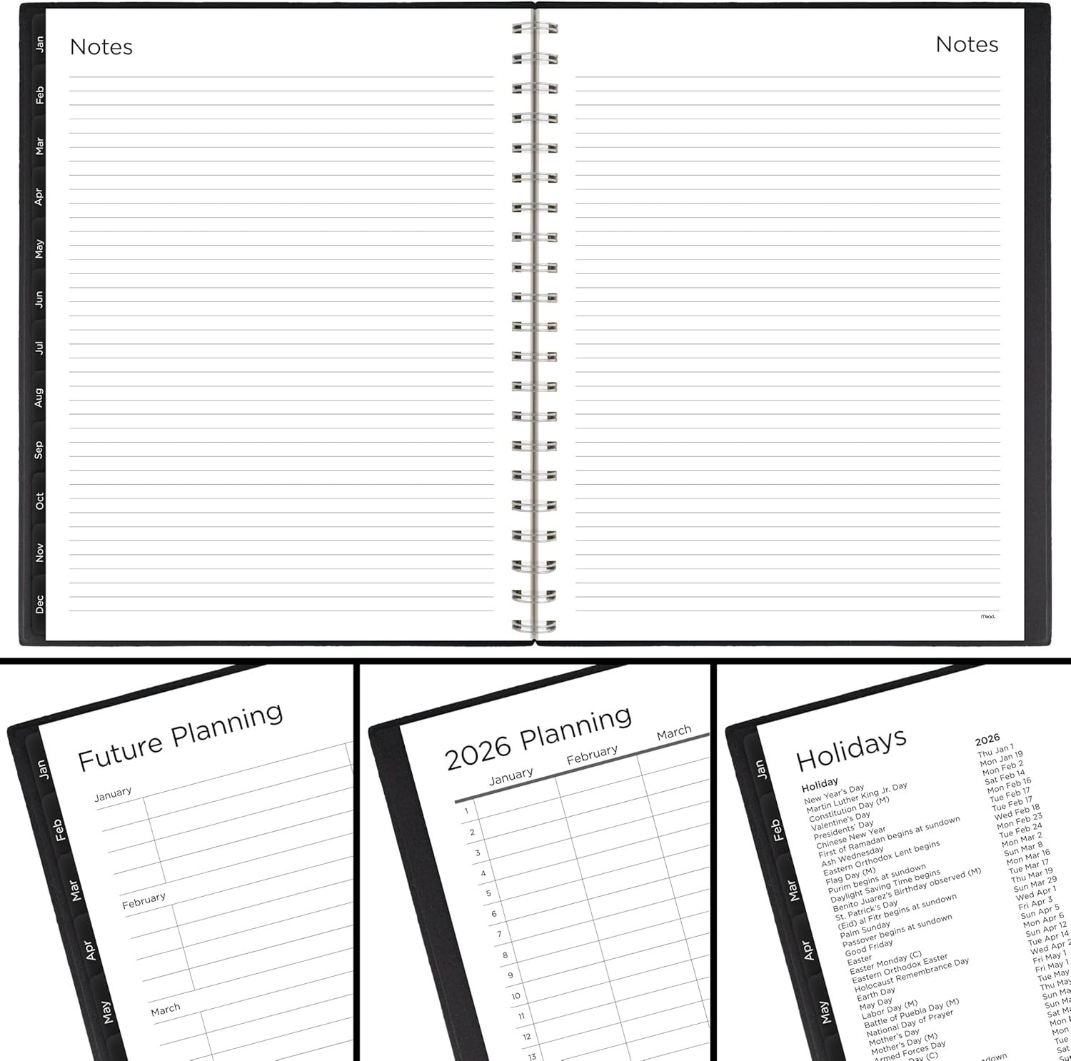 2026 Black Weekly/Monthly Planner, 8.5 x 11 – Covers All Your Planning Needs