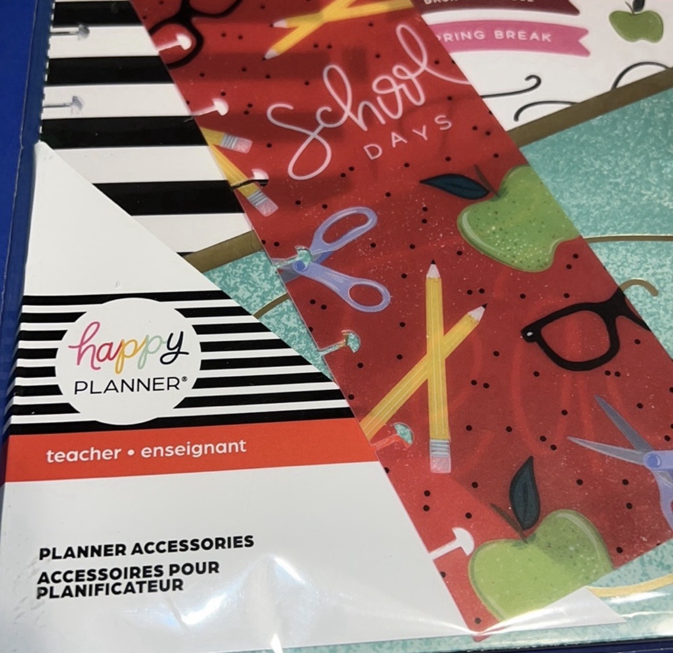 Happy Planner Teacher Accessory Pack 92 Pc Stickers Folder Bookmark Paper New