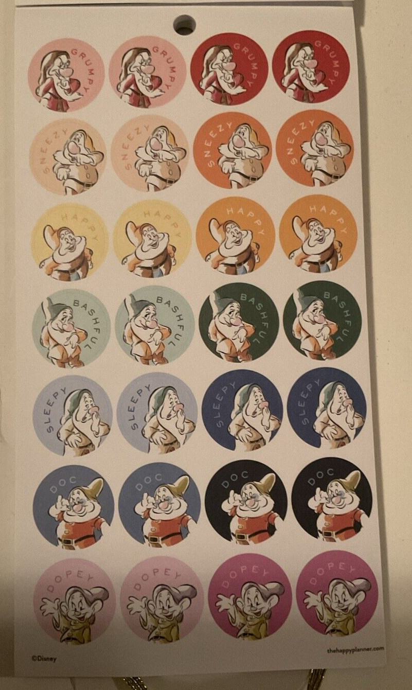 NEW! Happy Planner Disney SNOW WHITE & 7 DWARVES 532 Pcs FAST FREE ship! NICE!